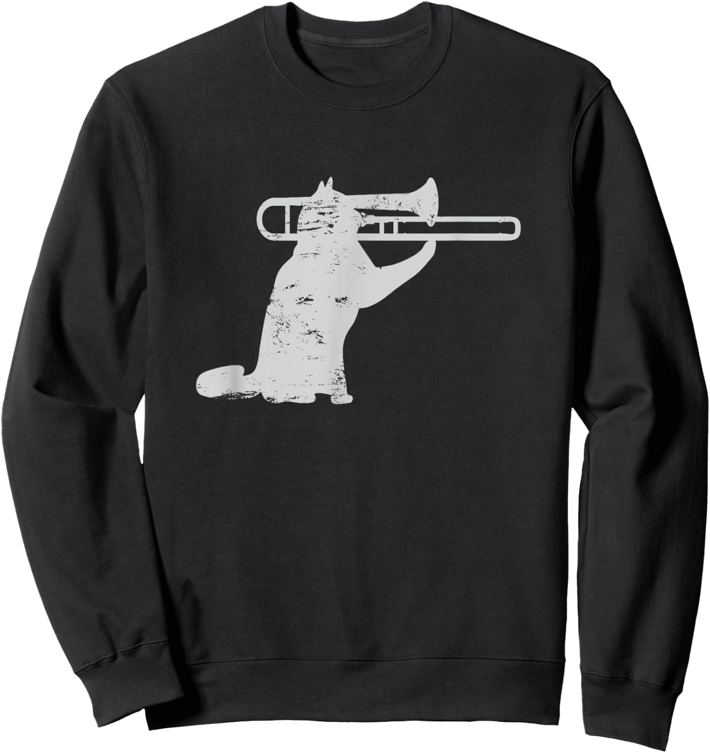 Jazz Cat Playing Trombone For Brass Players Sweatshirt - Sweatshirt | Black