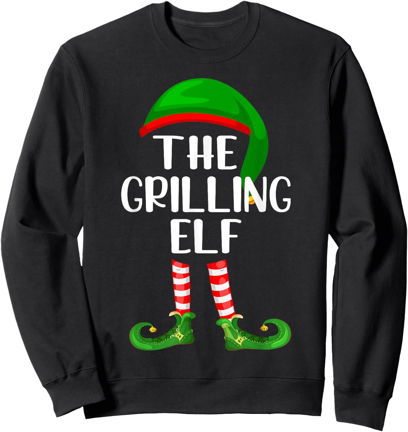 Funny The Grilling Elf Matching Family Christmas Sweatshirt - Sweatshirt | Black