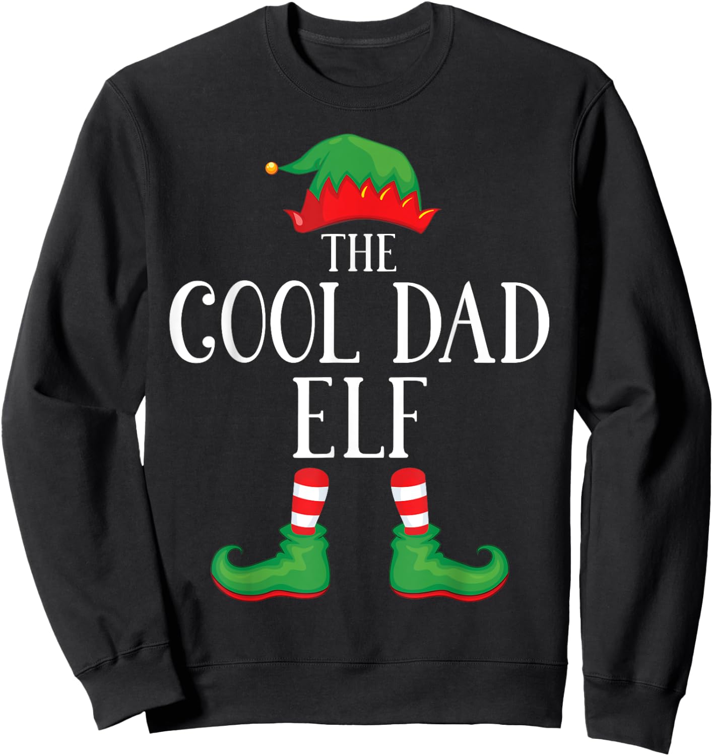 Cool Dad Elf Matching Group Xmas Funny Family Christmas Sweatshirt - Sweatshirt | Black