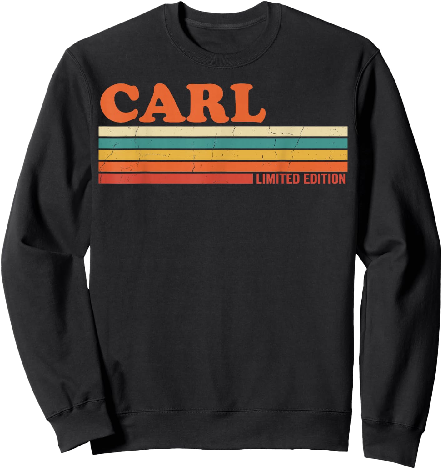Carl Retro Personalized First Name Vintage Stripes Sweatshirt - Sweatshirt | Black