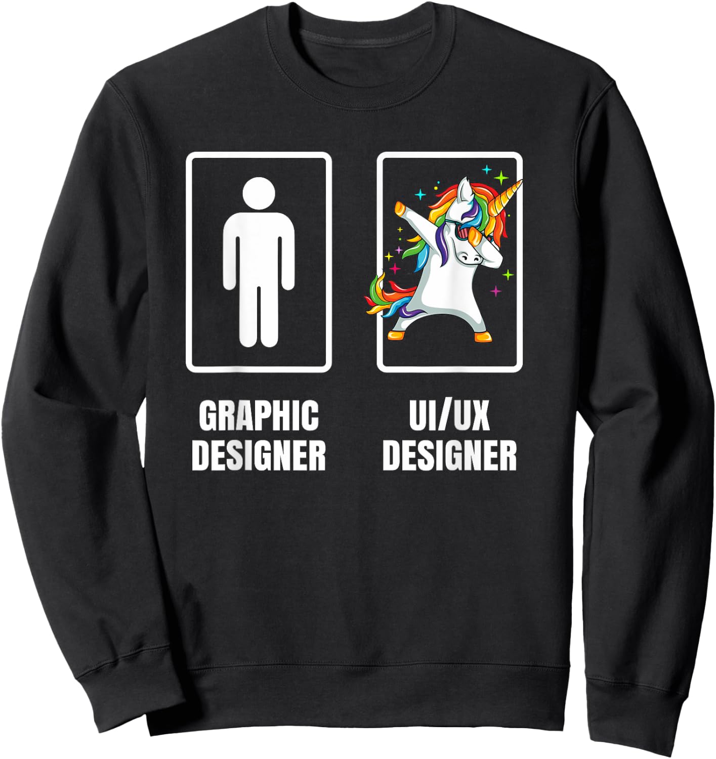 Dabbing Unicorn Graphic Designer UI UX Designer Illustration Sweatshirt - Sweatshirt | Black