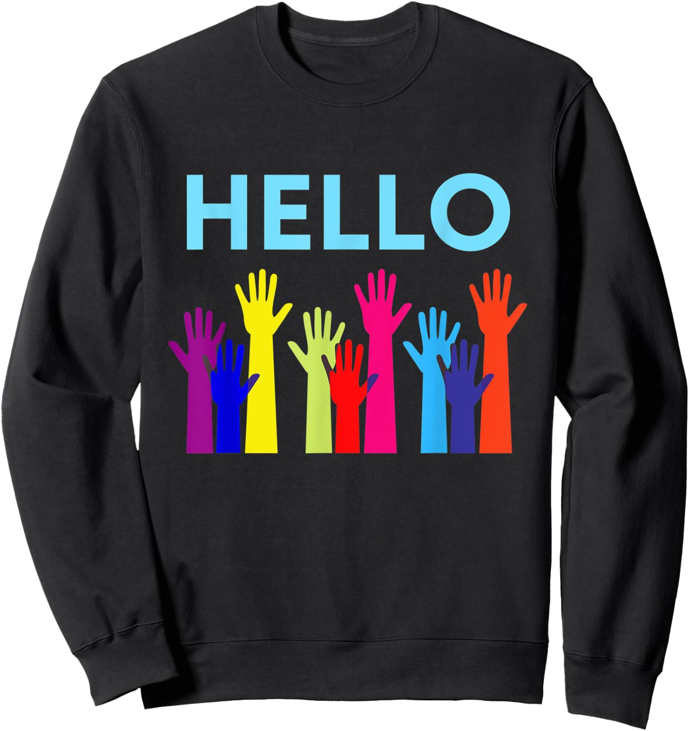 Hello Waving Hands Greeting Gift mom, dad Sweatshirt - Sweatshirt | Black