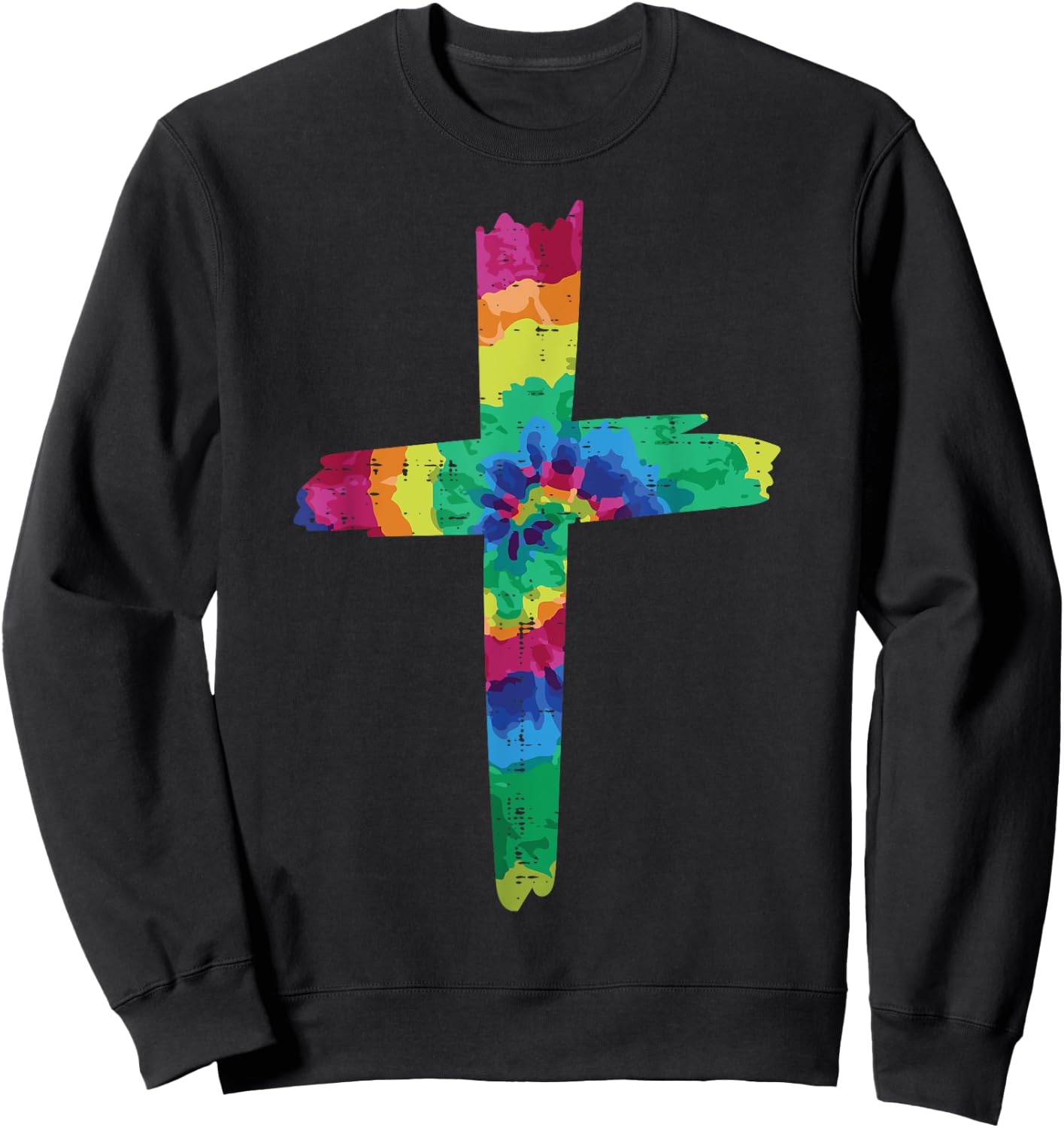 Tie Dye Cross God Jesus Faith Hippie Christian Men Women Sweatshirt - Sweatshirt | Black