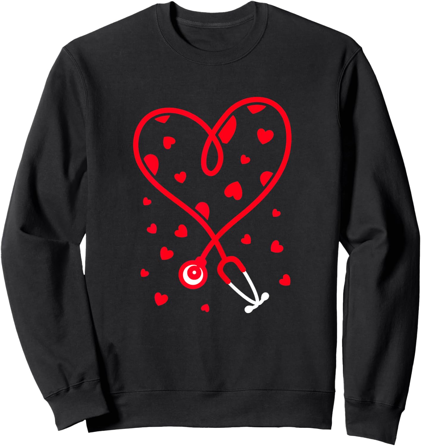 Nurse Stethoscope Heart Valentine's Day Nursing Sweatshirt - Sweatshirt | Black