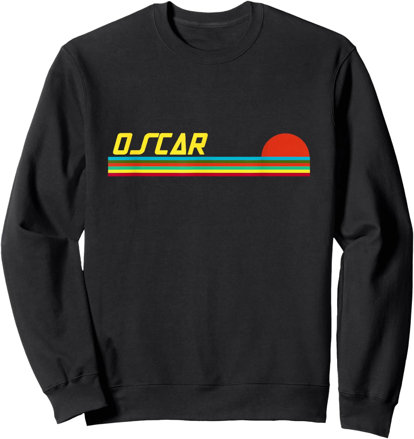 Oscar First Name Logo Retro Sunset Surfer Style Oscar Sweatshirt - Sweatshirt | Black