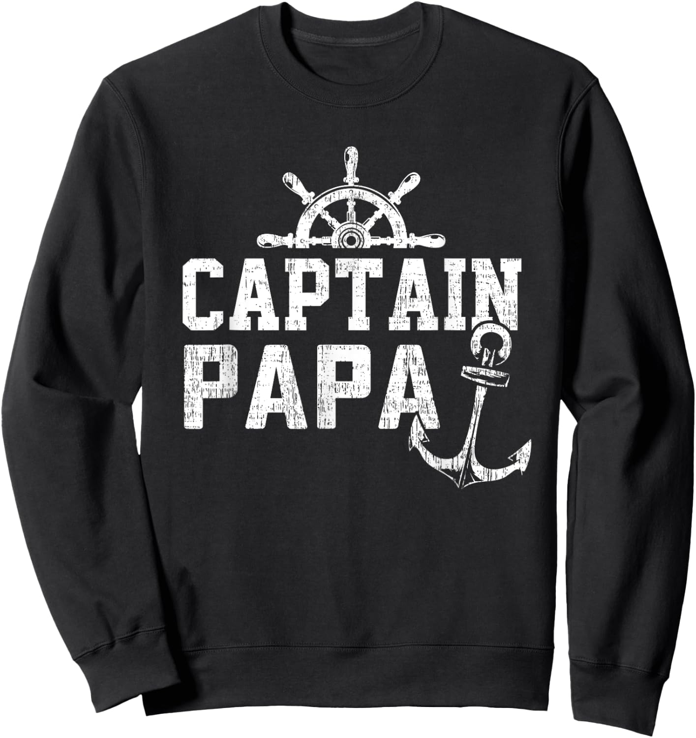 Captain Papa Pontoon Boating Fishing Lake Sailing Family Sweatshirt - Sweatshirt | Black
