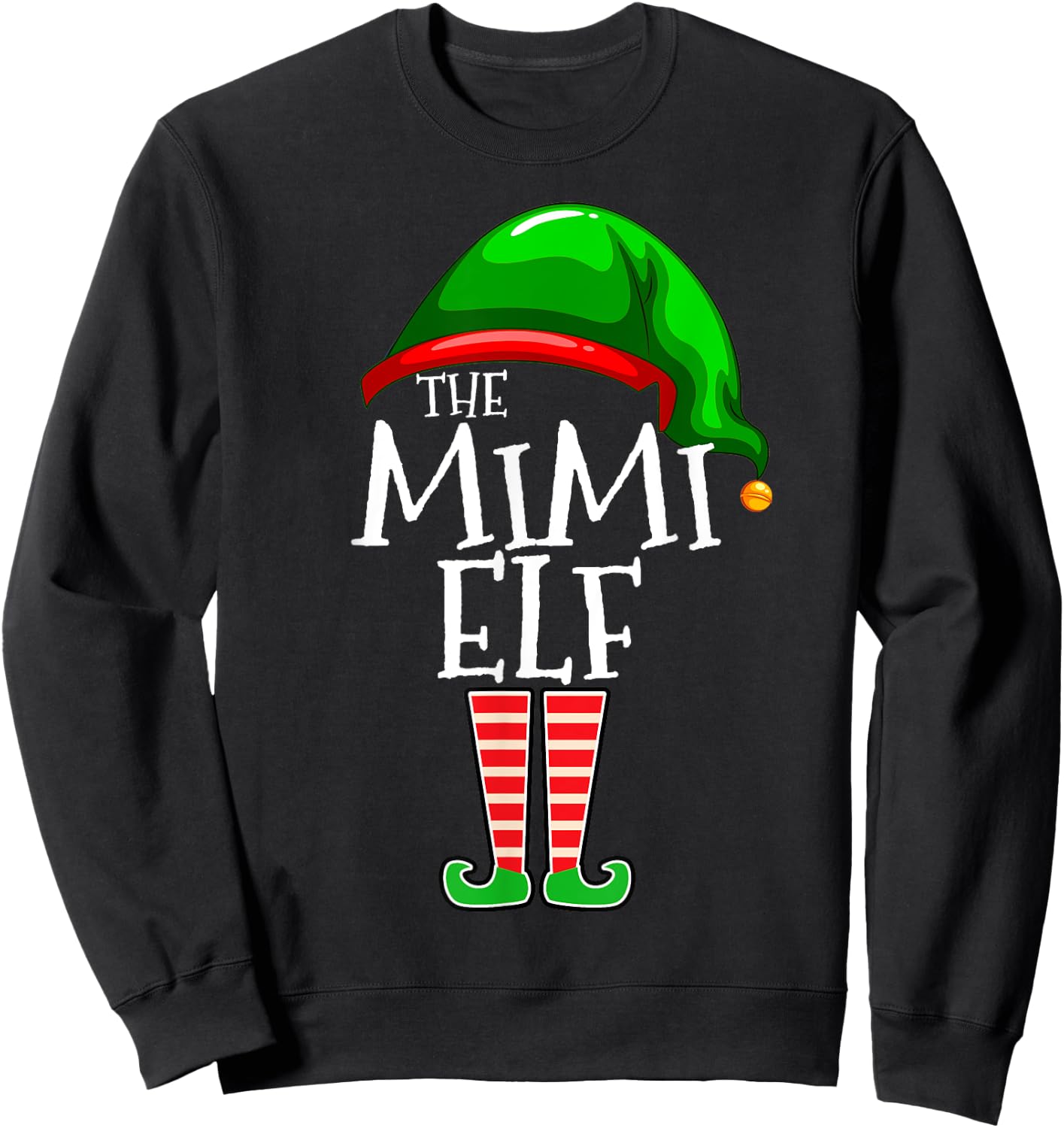 Mimi Elf Family Matching Group Christmas Gift Grandma Funny Sweatshirt - Sweatshirt | Black