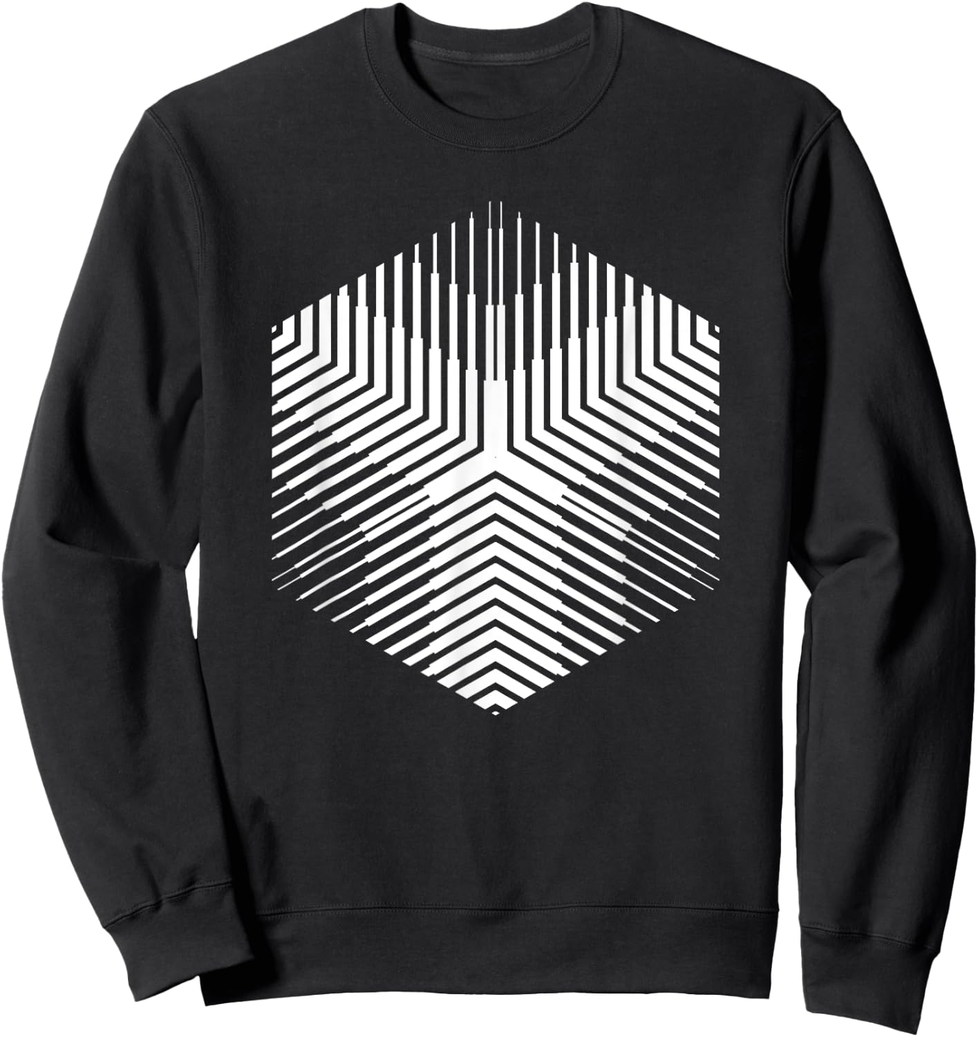 Hexagon Sacred Geometry Line Blackwork Sweatshirt - Sweatshirt | Black