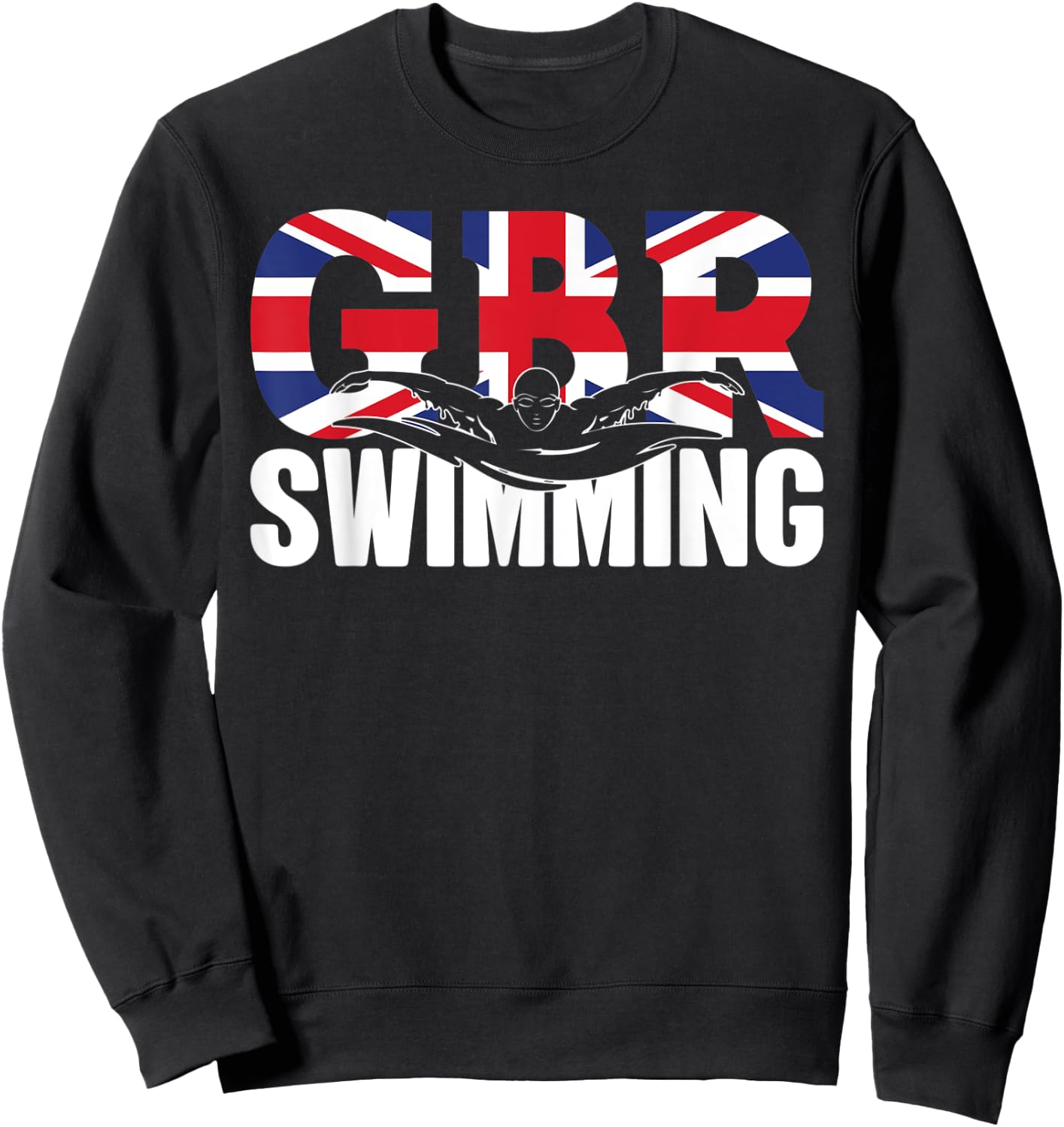 Swimming - GBR Britisch Union Flag - Water, Swimmer & Swim Sweatshirt - Sweatshirt | Black