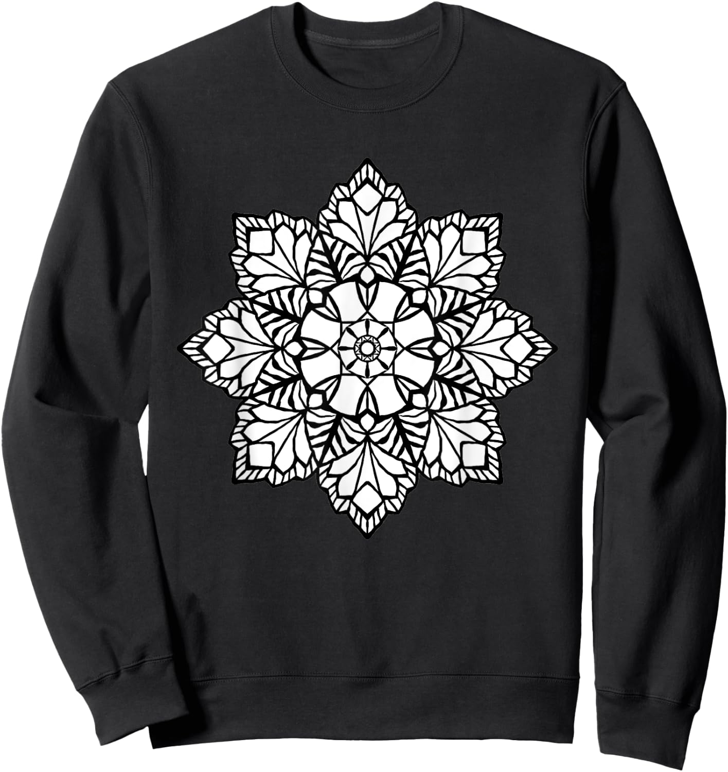 Flower Mandala, Wood Carving Colorable gift Sweatshirt - Sweatshirt | Black