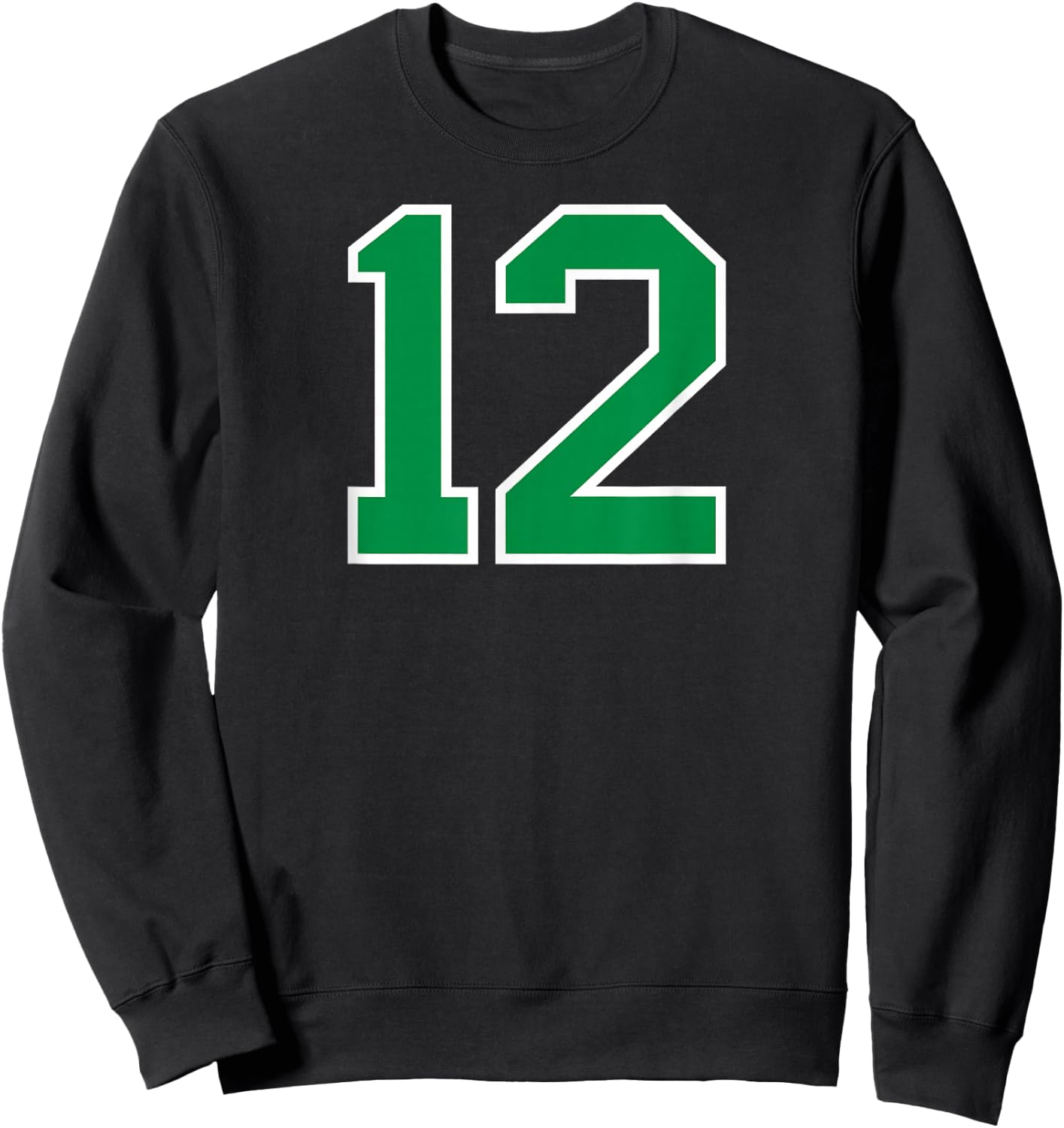 Number #12 Sport Green Varsity Number Sweatshirt - Sweatshirt | Black