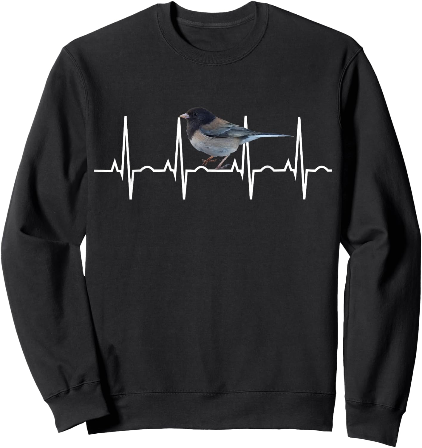 Birding Shirts for Birders & Bird Lovers Dark-Eyed Junco Heartbeat - -Adults & Kids Grey Short Sleeve - Small Sweatshirt - Sweatshirt | Black