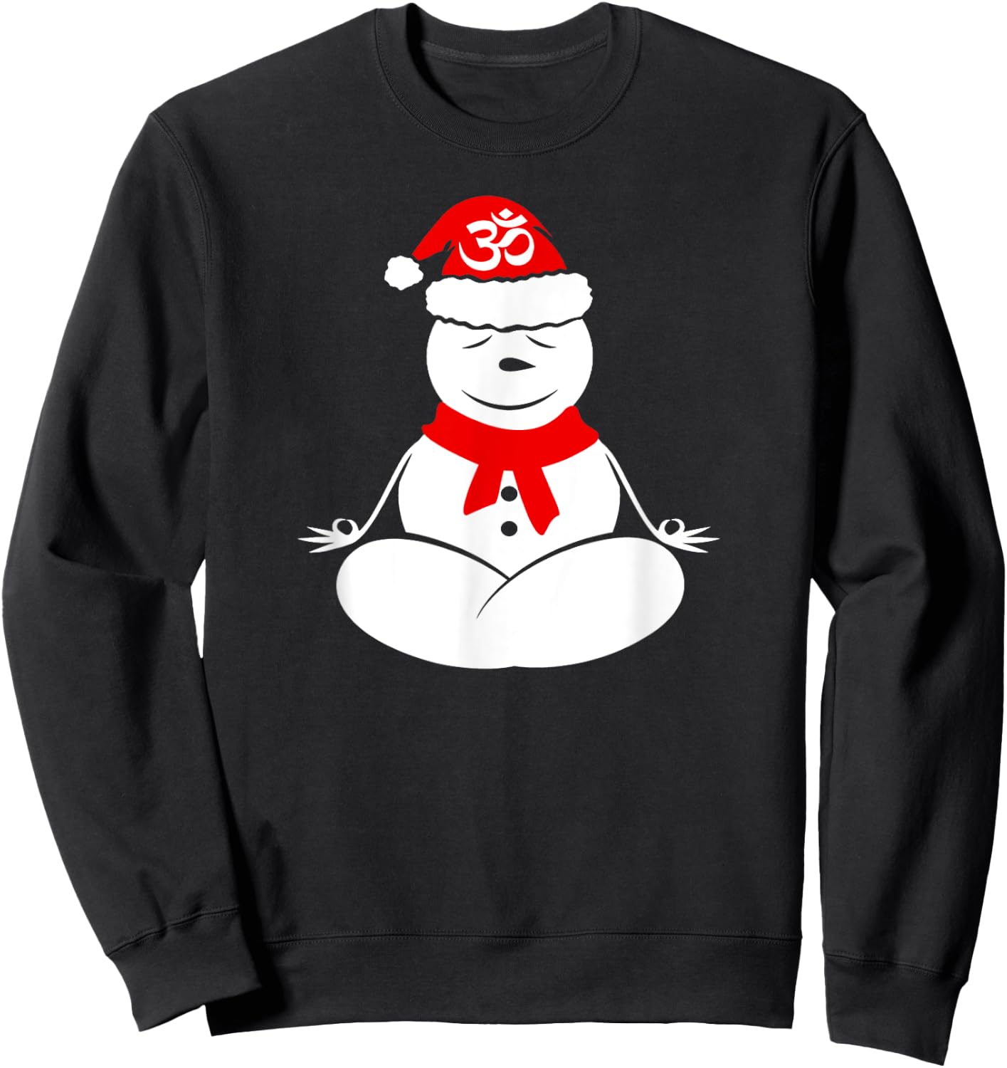 Lotus Pose Meditating Yoga Snowman Funny Christmas Sweatshirt - Sweatshirt | Black