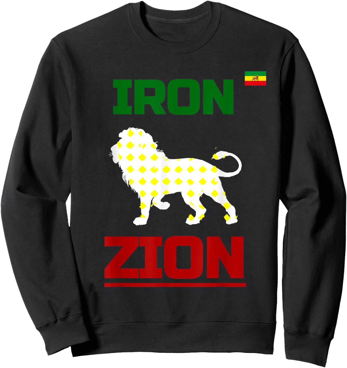 Ethiopian Flag In Heart, Iron, Lion, Zion, Rasta Flag Sweatshirt - Sweatshirt | Black