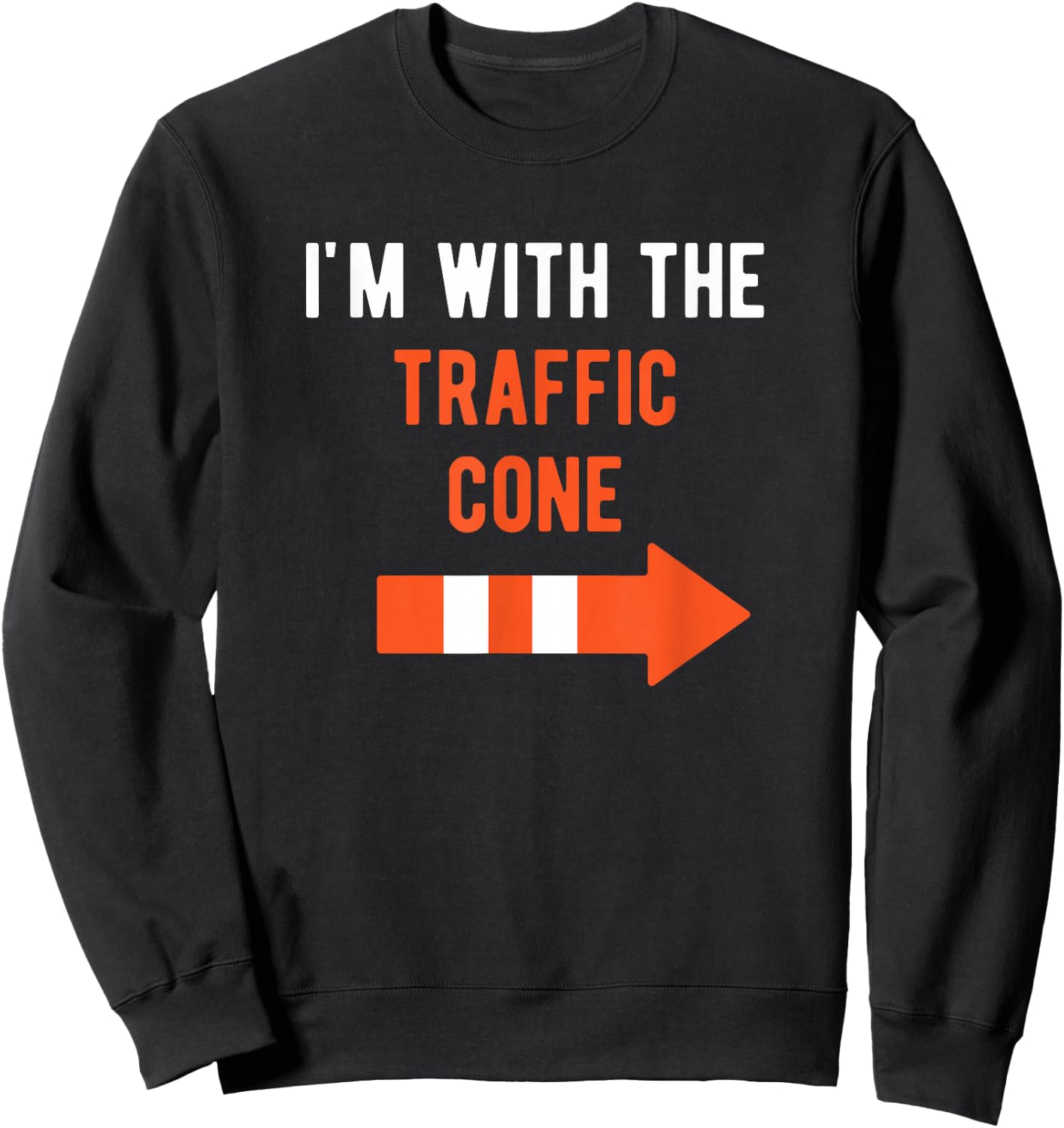 I'm with Traffic Cone Couple Outfit Funny Matching Halloween Sweatshirt - Sweatshirt | Black