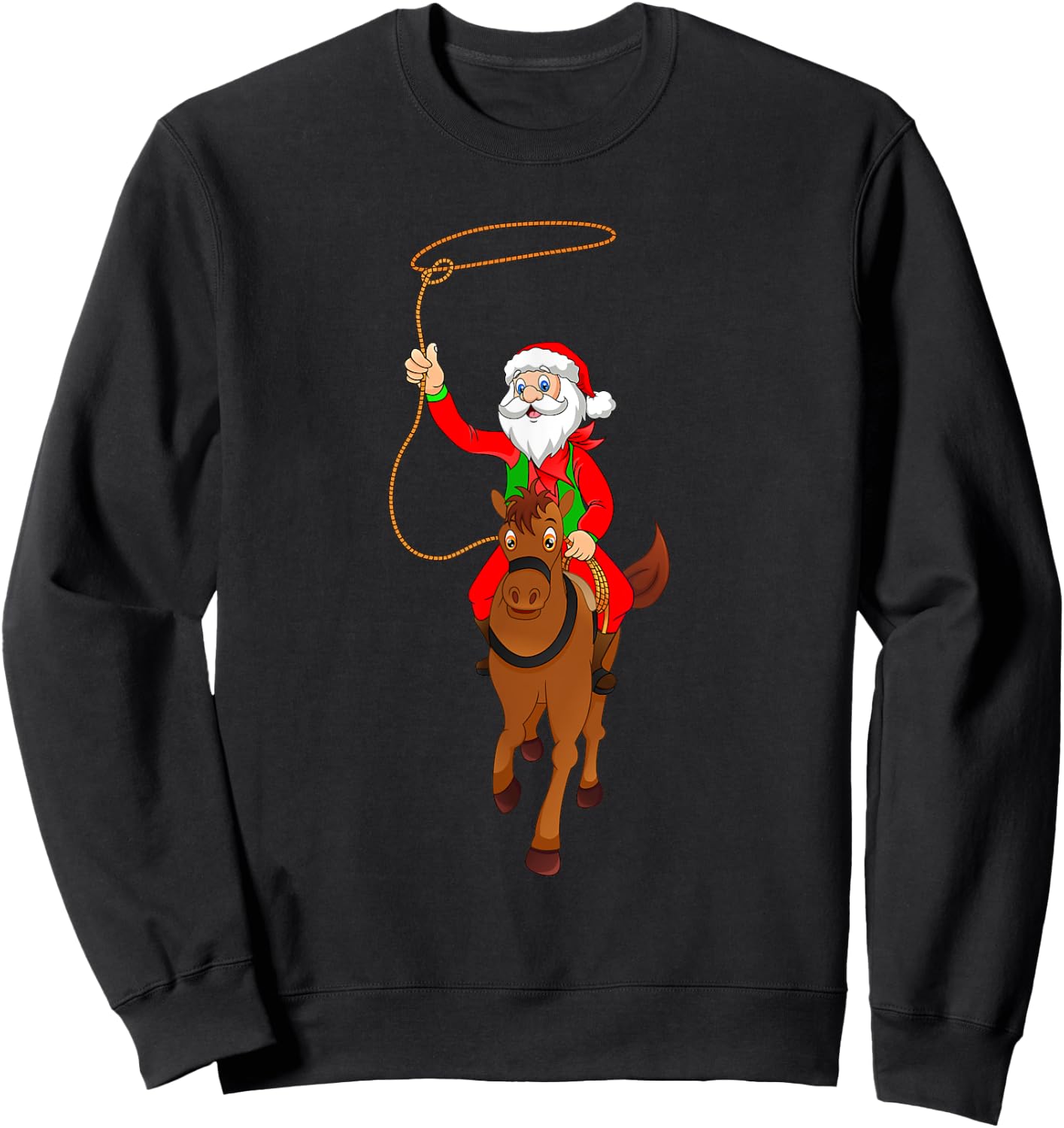Cowboy Santa Claus Riding A Horse Christmas Cowboy Kids Boys Sweatshirt - Sweatshirt | Black