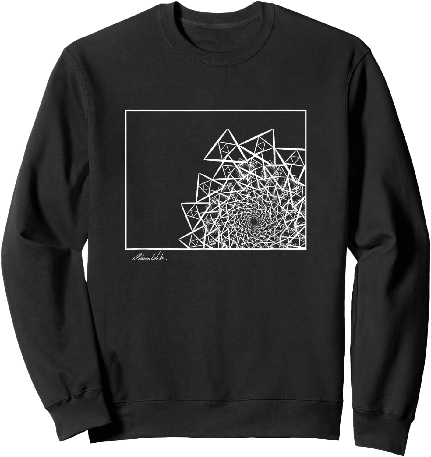 Triangle Vortex Infinite Spiral Fractal Trippy Design Sweatshirt - Sweatshirt | Black