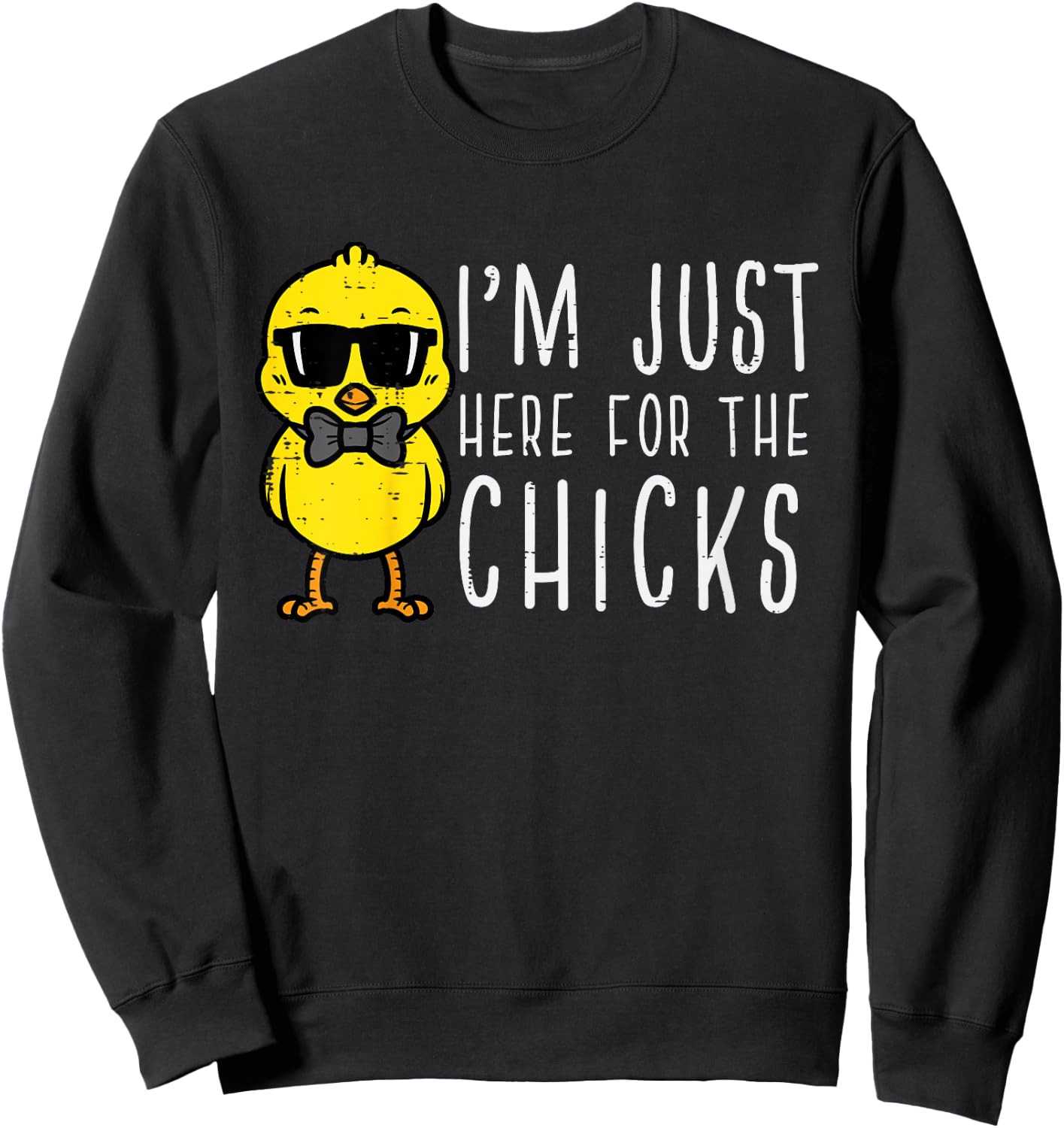 Im Just Here For The Chicks Cute Easter Boys Kids Toddler Sweatshirt - Sweatshirt | Black