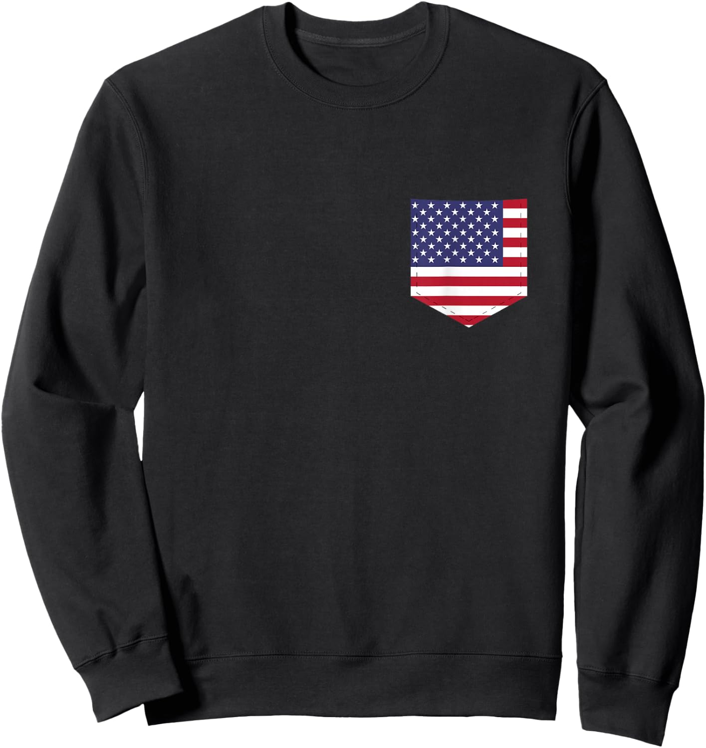 United States Flag with Printed American Flag Pocket Sweatshirt - Sweatshirt | Black
