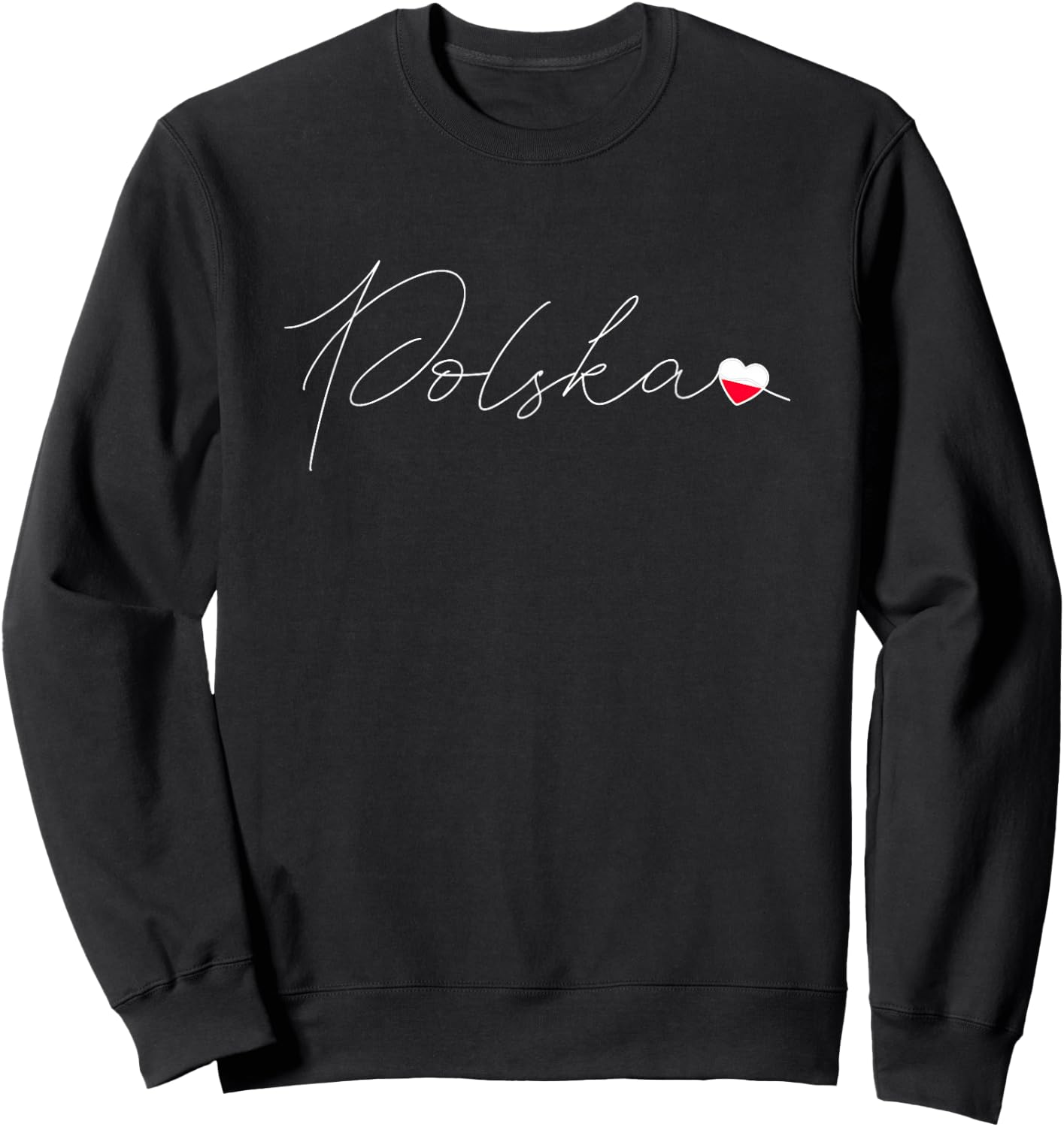 Polska Simple Love Polish Flag Heart on Poland Sweatshirt - Sweatshirt | Black