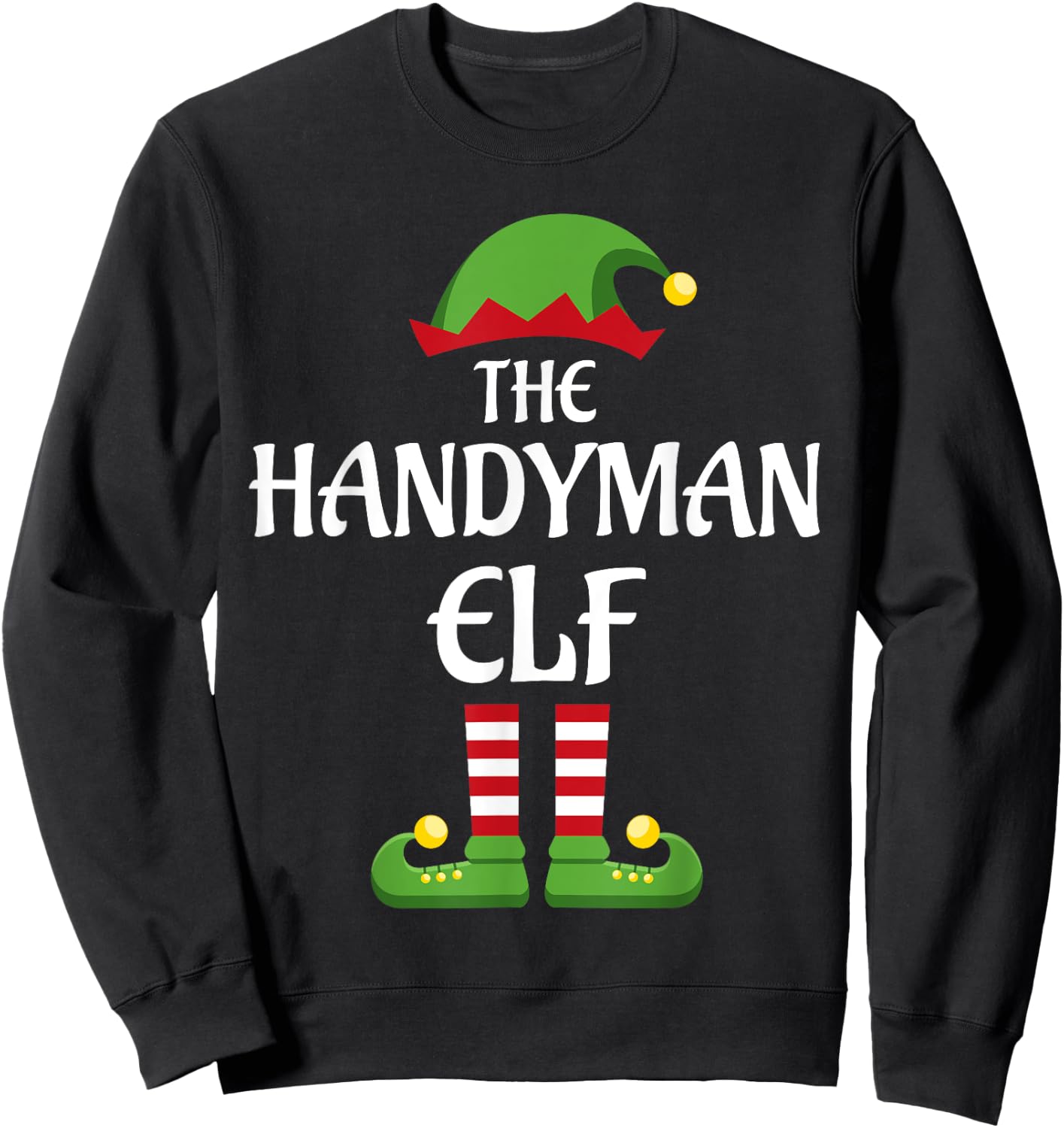 Handyman Elf Family Matching Group Christmas Sweatshirt - Sweatshirt | Black