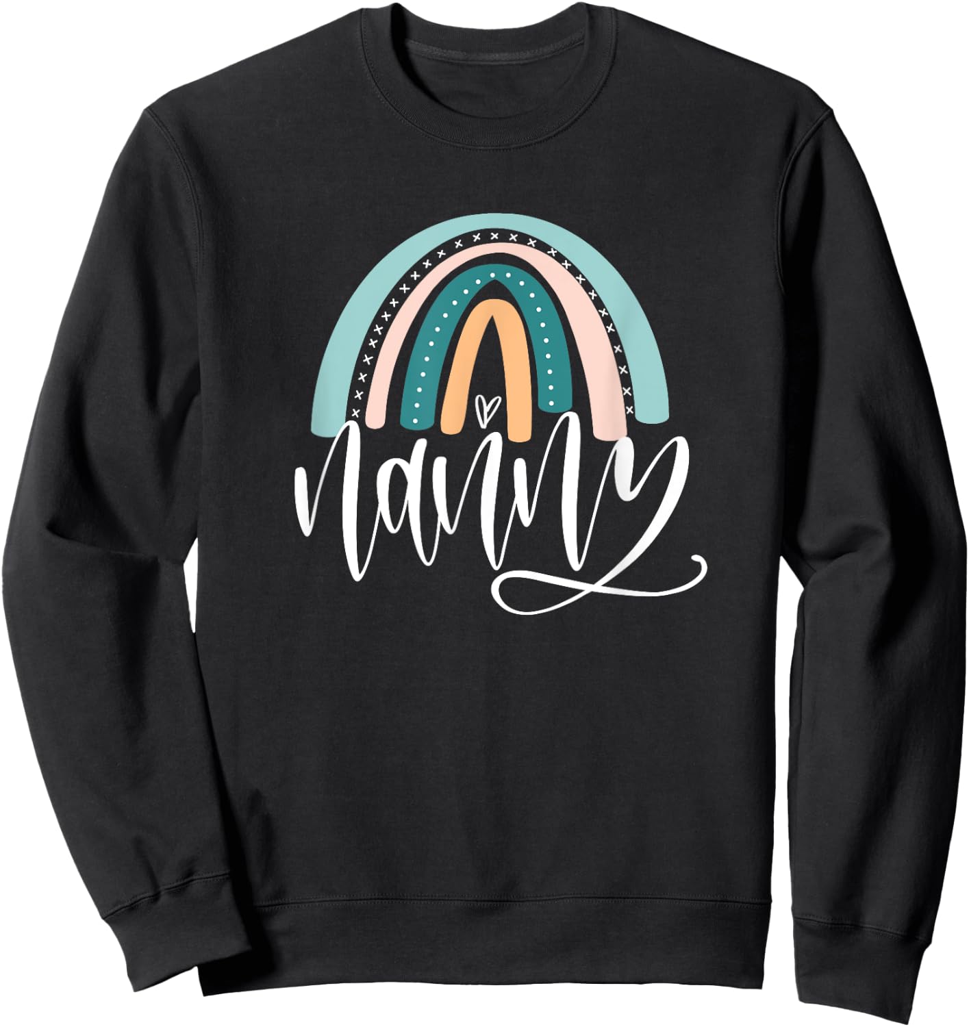 June & Lucy Women's Rainbow Nanny & Heart Modern Letter Print , Grey, Small, Short Sleeve, Pull On, Classic Fit Sweatshirt - Sweatshirt | Black