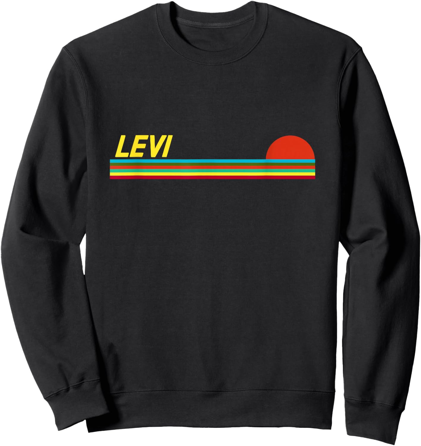 Levi First Name Logo Retro Sunset Surfer Style Levi Sweatshirt - Sweatshirt | Black