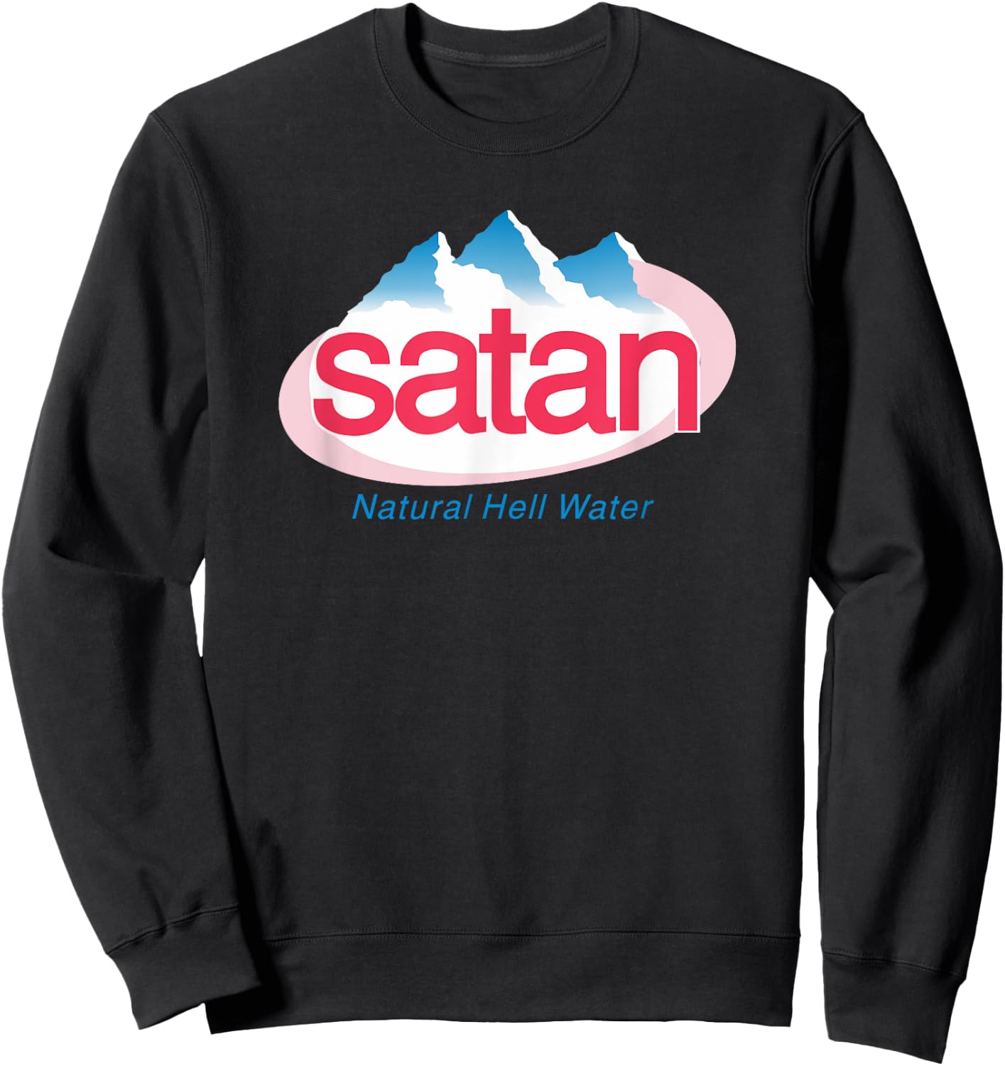 Vintage Funny Satan Water Natural Hell Water Aesthetic Sweatshirt - Sweatshirt | Black