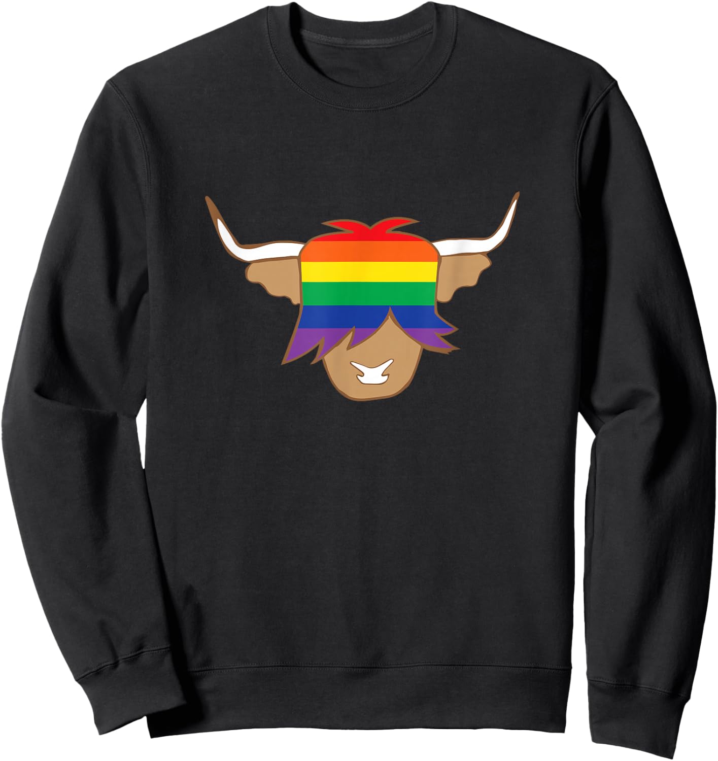 Cute Gay Pride Shirt LGBT flag scottish highland cow t shirt Sweatshirt - Sweatshirt | Black
