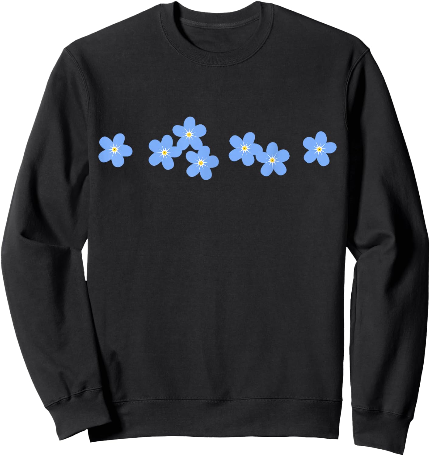 Forget Me Not, Garden Flower, Floral Ornament Sweatshirt - Sweatshirt | Black