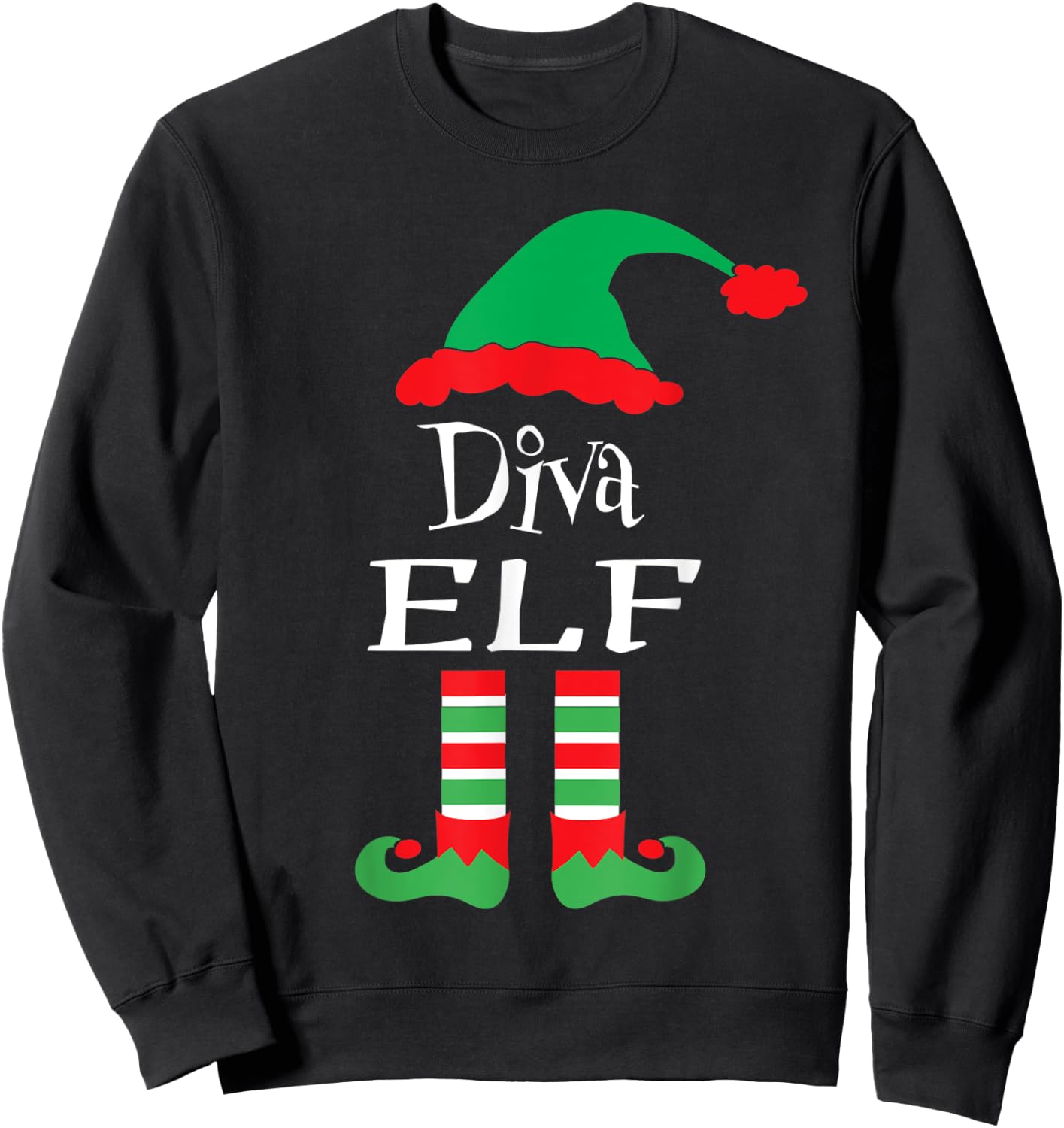 Funny Diva Elf Family Shirts matching Elves Shirt Hilarious Sweatshirt - Sweatshirt | Black