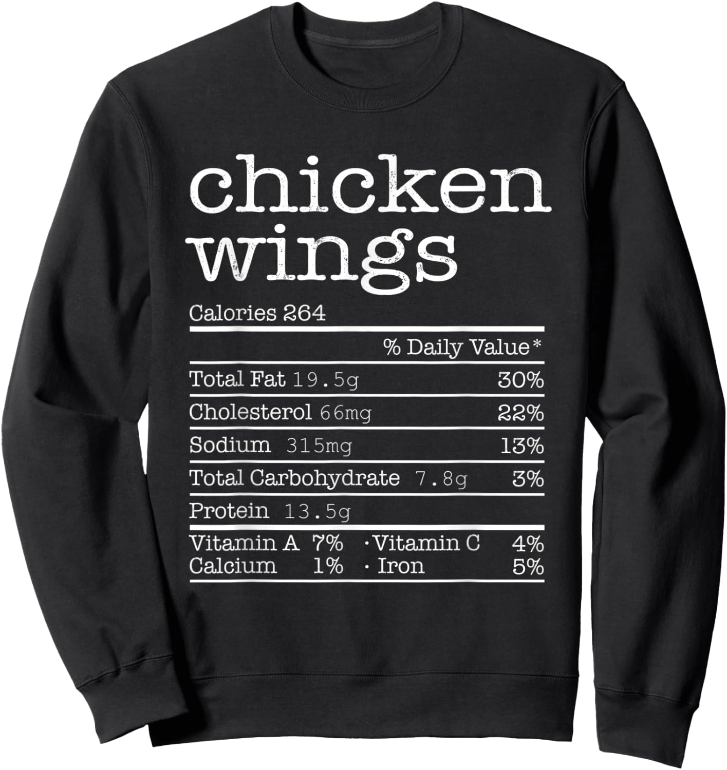 Chicken Wings Nutrition Facts Thanksgiving Christmas Food Sweatshirt - Sweatshirt | Black