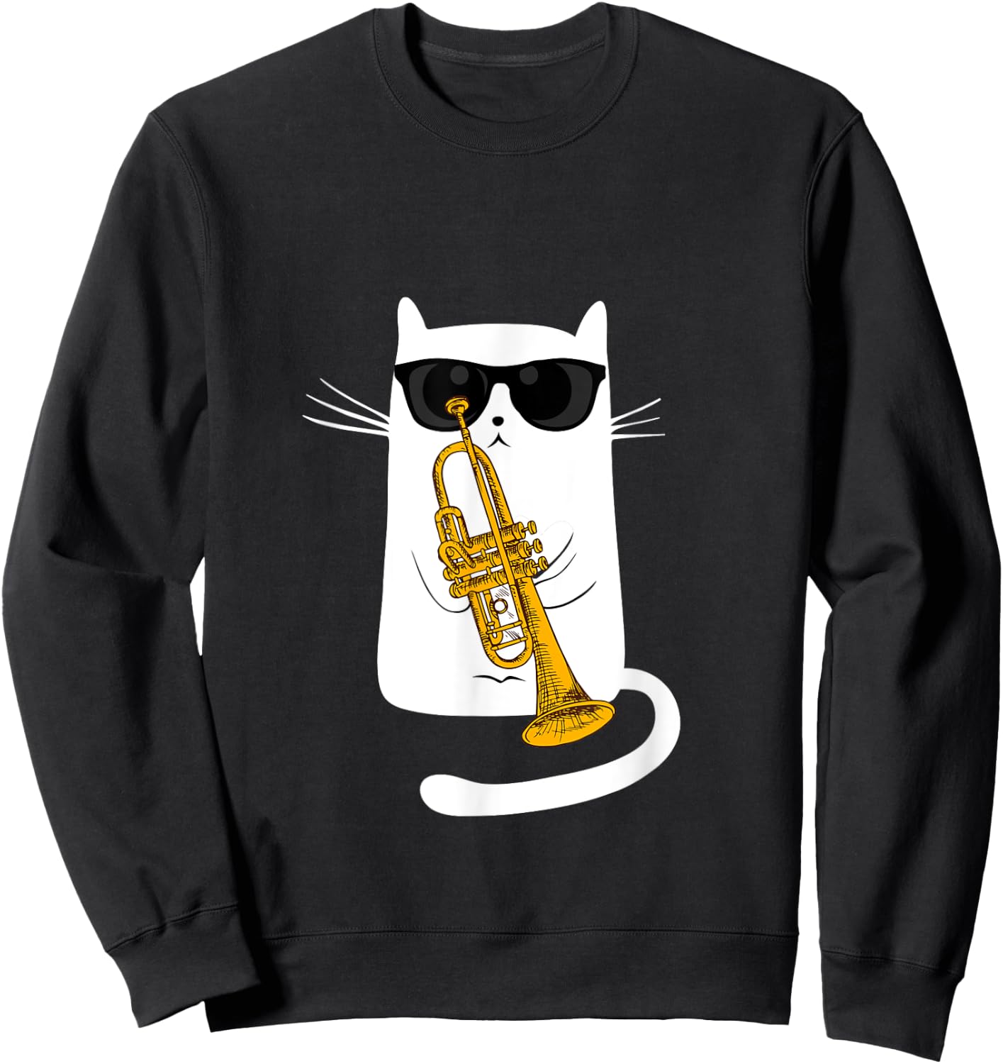 Kitty Bebop Jazz Cat Playing Trumpet - Hippy Hipster Kitty Sweatshirt - Sweatshirt | Black