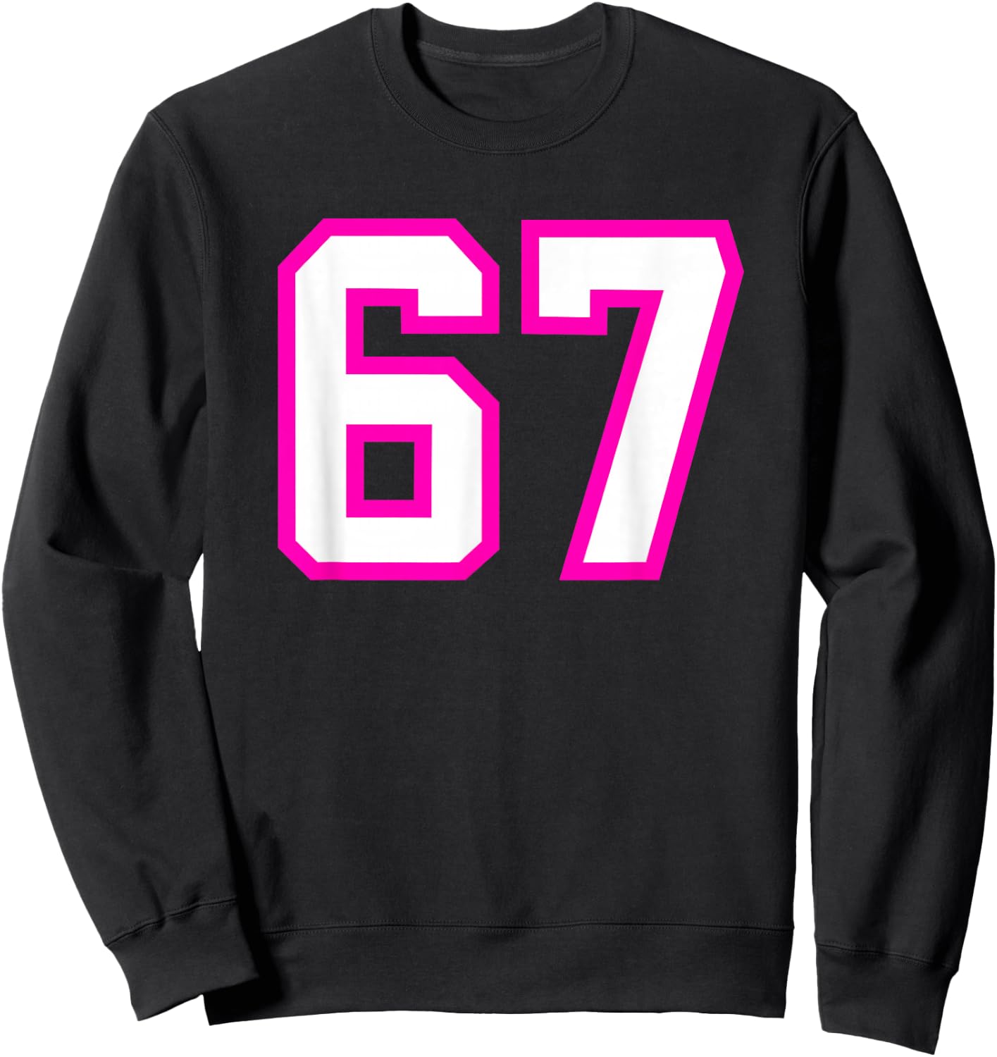 Pink White Sports Team Number #67 Sweatshirt - Sweatshirt | Black