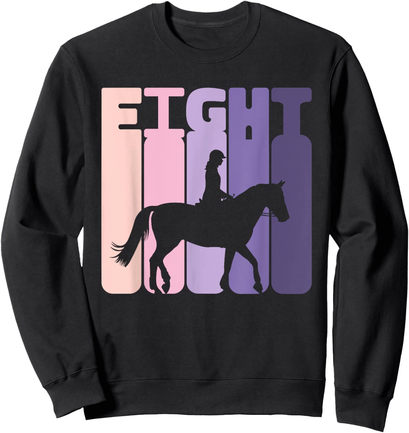 8th Birthday Horse Rider Girl Horse Fan 8 Years Girl Sweatshirt - Sweatshirt | Black