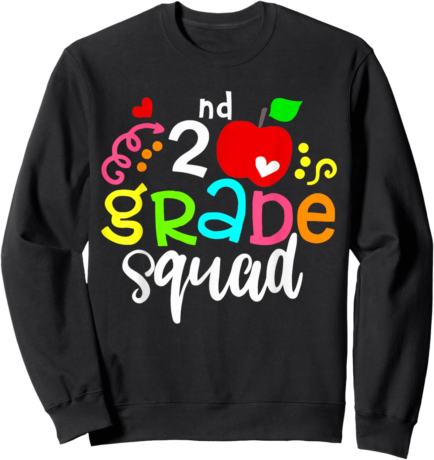 2nd Grade Squad Shirt Funny Second Grade Team Back To School Sweatshirt - Sweatshirt | Black