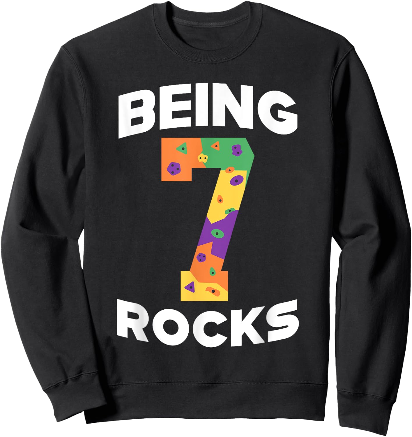Rock Climbing Funny 7 Years Old 7th Birthday Gift Kids Sweatshirt - Sweatshirt | Black