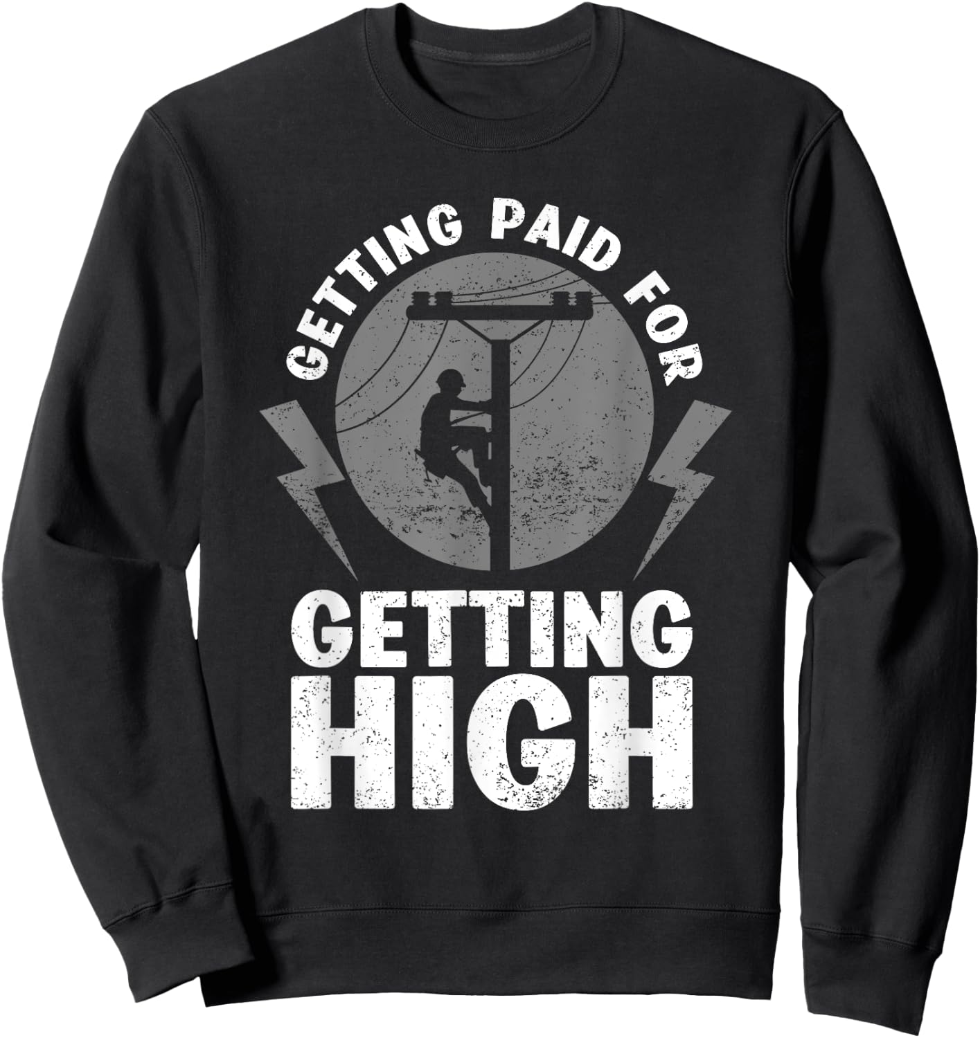 Funny Electrician Gift Electrical Power Lineman Men Boys Sweatshirt - Sweatshirt | Black