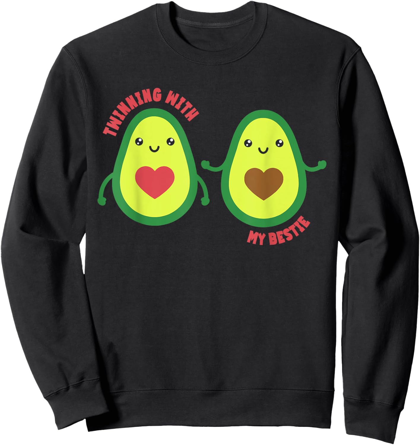 Matching Twin Twinning With My Bestie Avocado Sweatshirt - Sweatshirt | Black