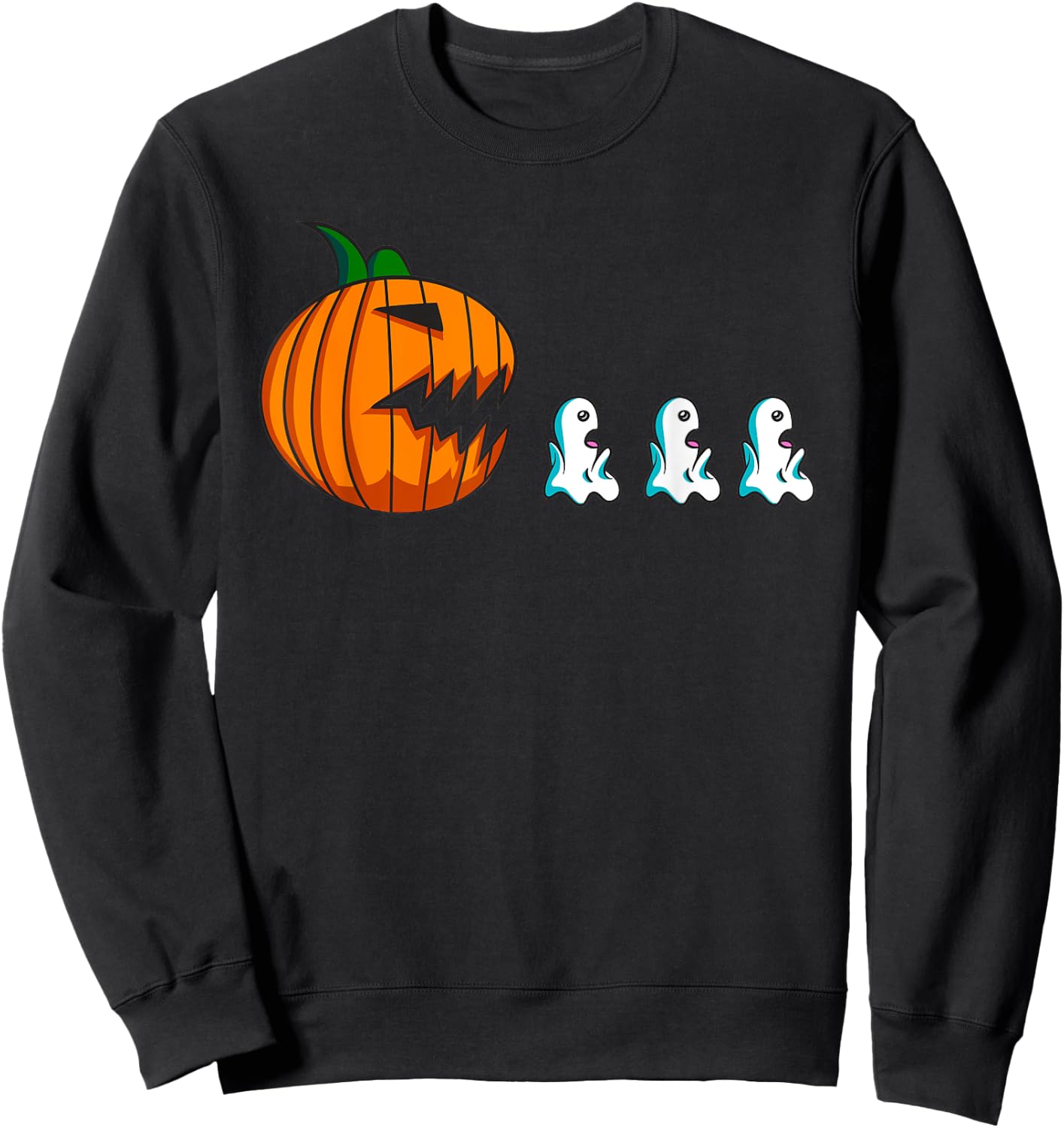 Pumpkin Ghosts Funny Halloween Kids Men Sweatshirt - Sweatshirt | Black