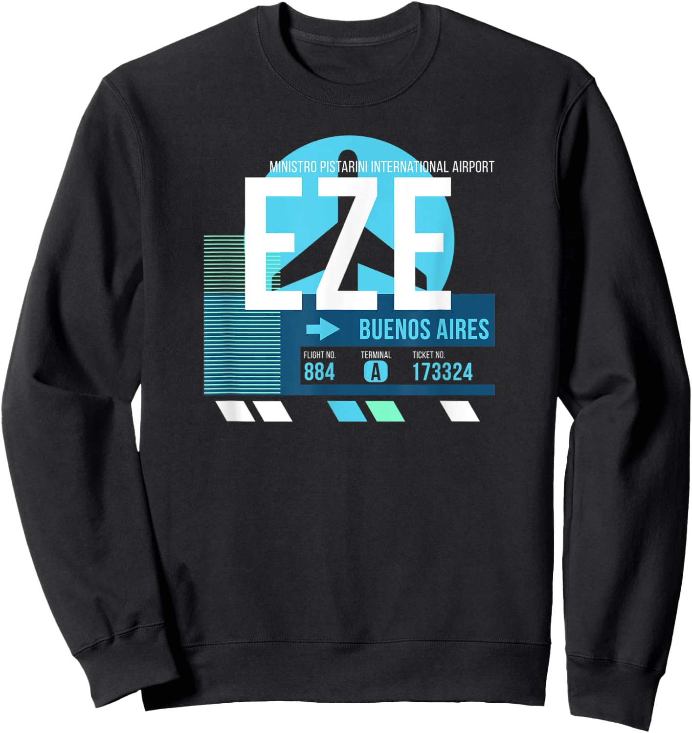 Vintage Buenos Aires Argentina Airport Code Retro Travel Day Sweatshirt - Sweatshirt | Black