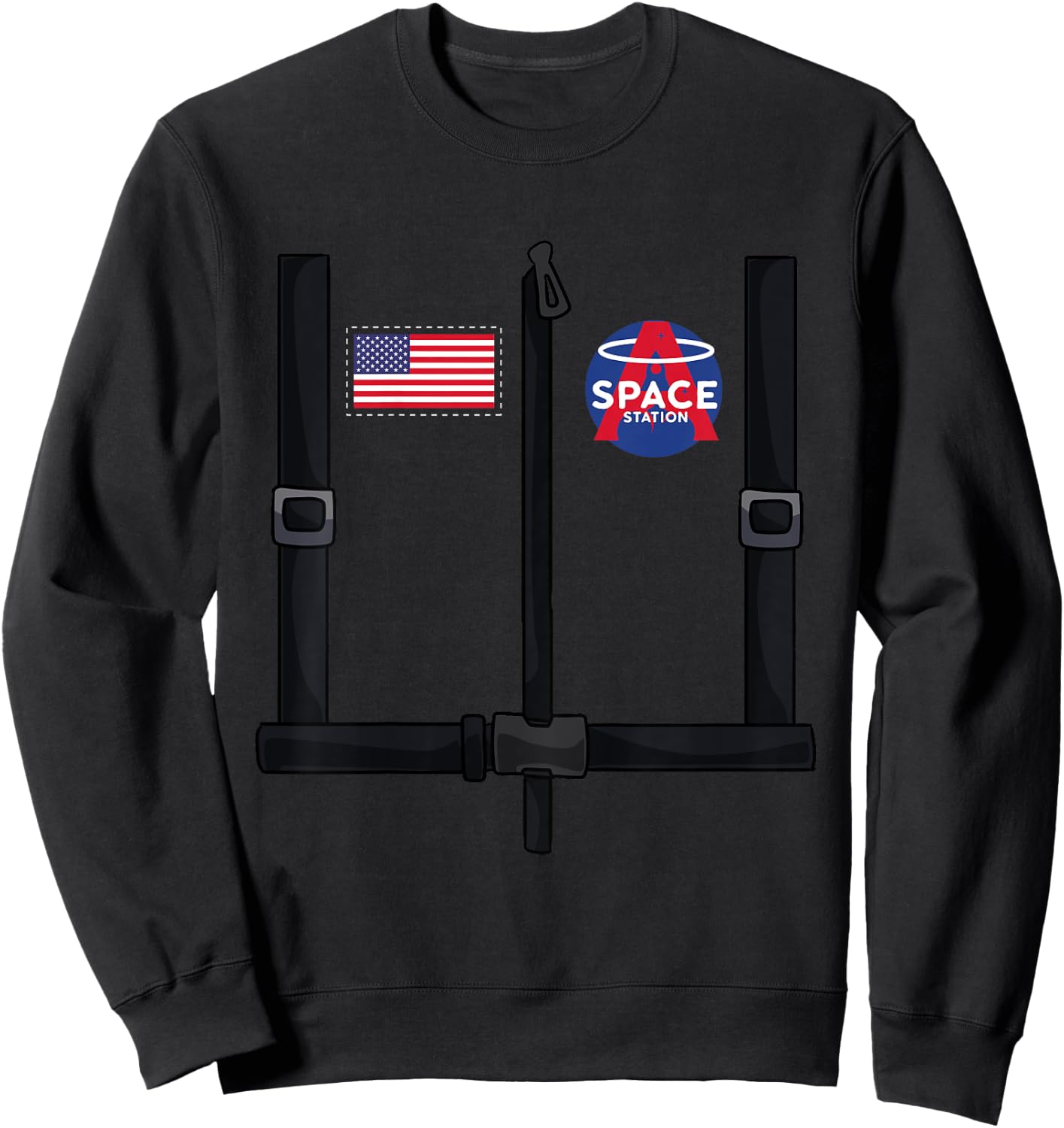 Kids Kids Easy Halloween Costume Idea - Space Astronaut Sweatshirt - Sweatshirt | Black