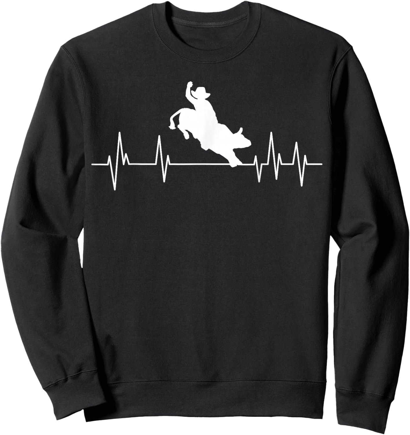 Bull Riding Heartbeat Cowboy Bull Rider Rodeo Sport Sweatshirt - Sweatshirt | Black
