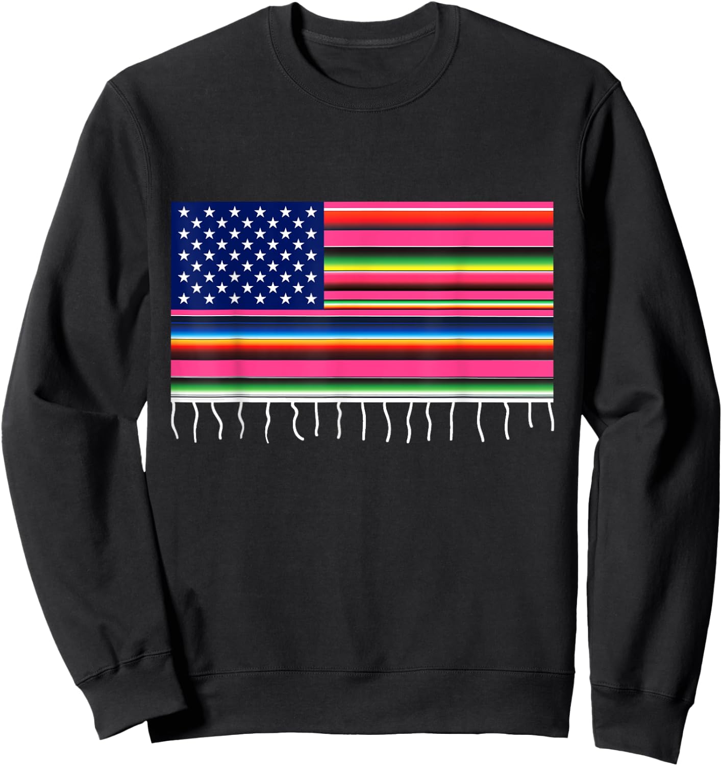 Mexican American Flag USA Serape Cinco De Mayo Party Kids Men Sweatshirt - Sweatshirt | Black
