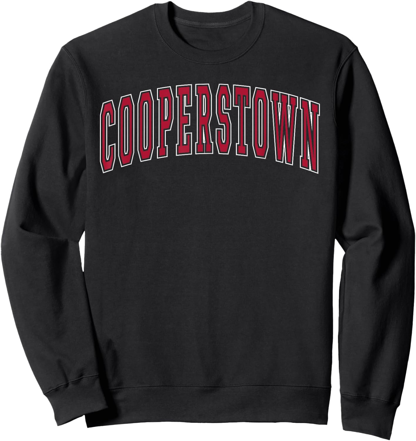 Cooperstown New York Souvenir College Style Red Text Sweatshirt - Sweatshirt | Black