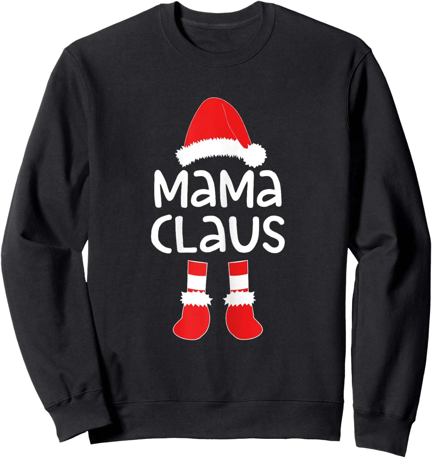 Mama Claus Women Matching Mama Christmas Shirt Sweatshirt - Sweatshirt | Black