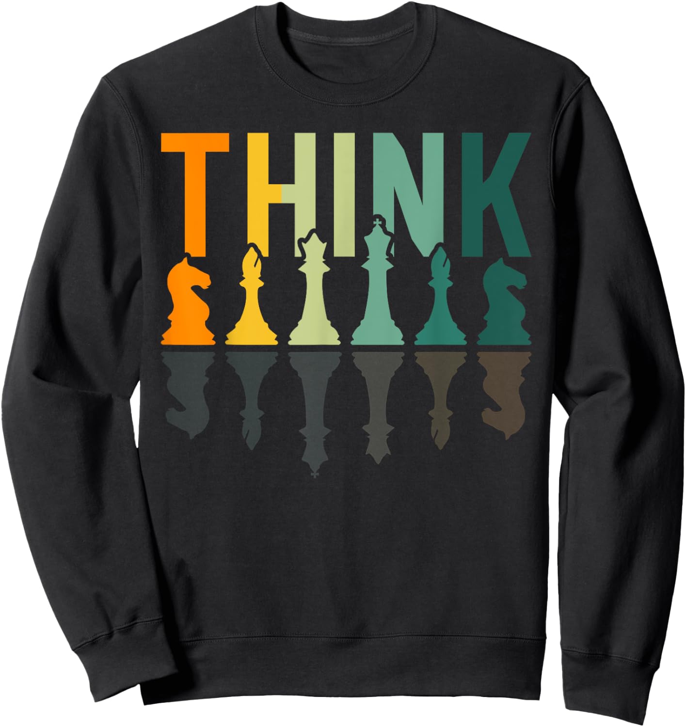 Think chessboard figures vintage chess player Sweatshirt - Sweatshirt | Black