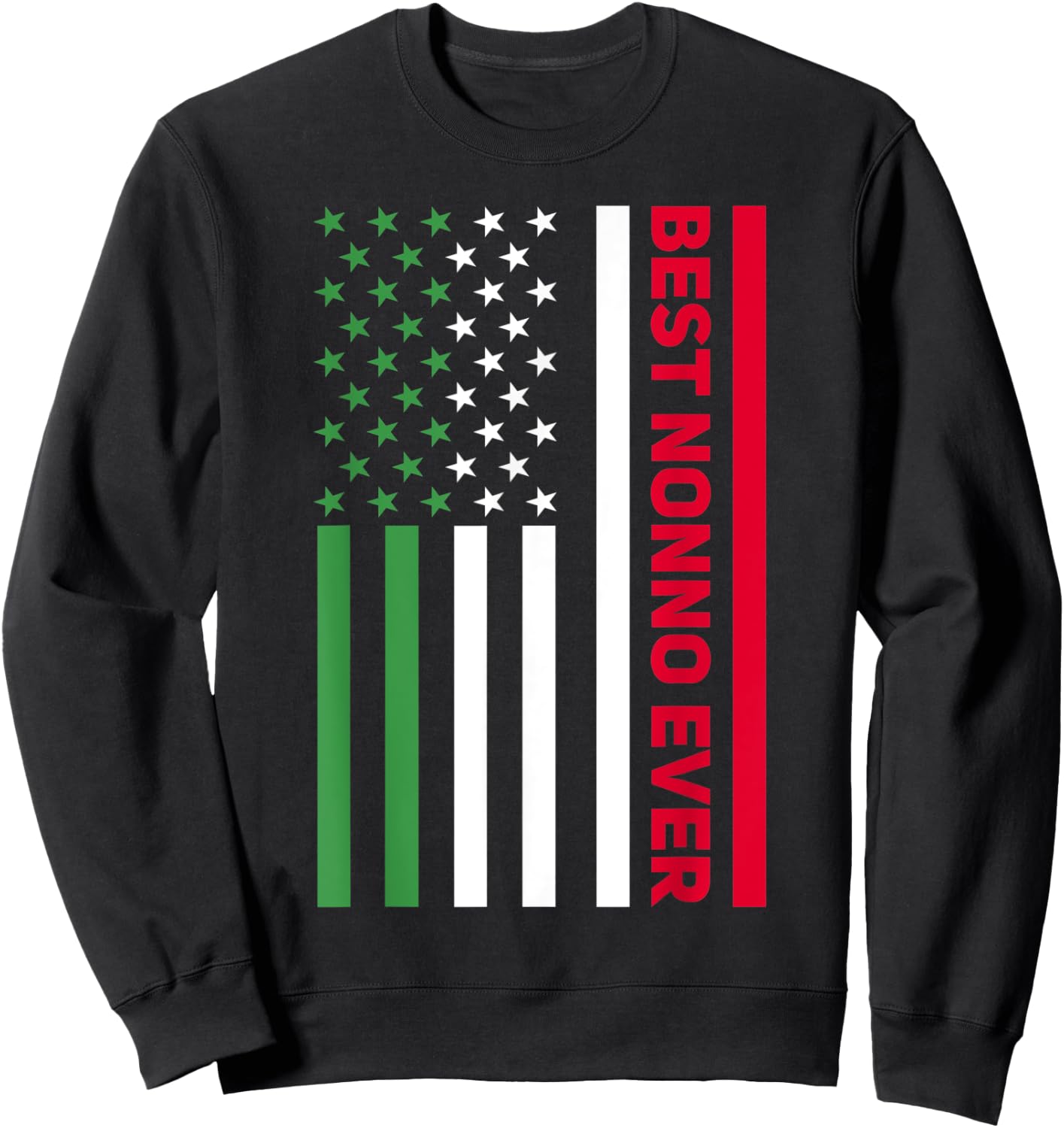 Italian Nonno Italy American Flag Best Nonno Italian Grandpa Sweatshirt - Sweatshirt | Black