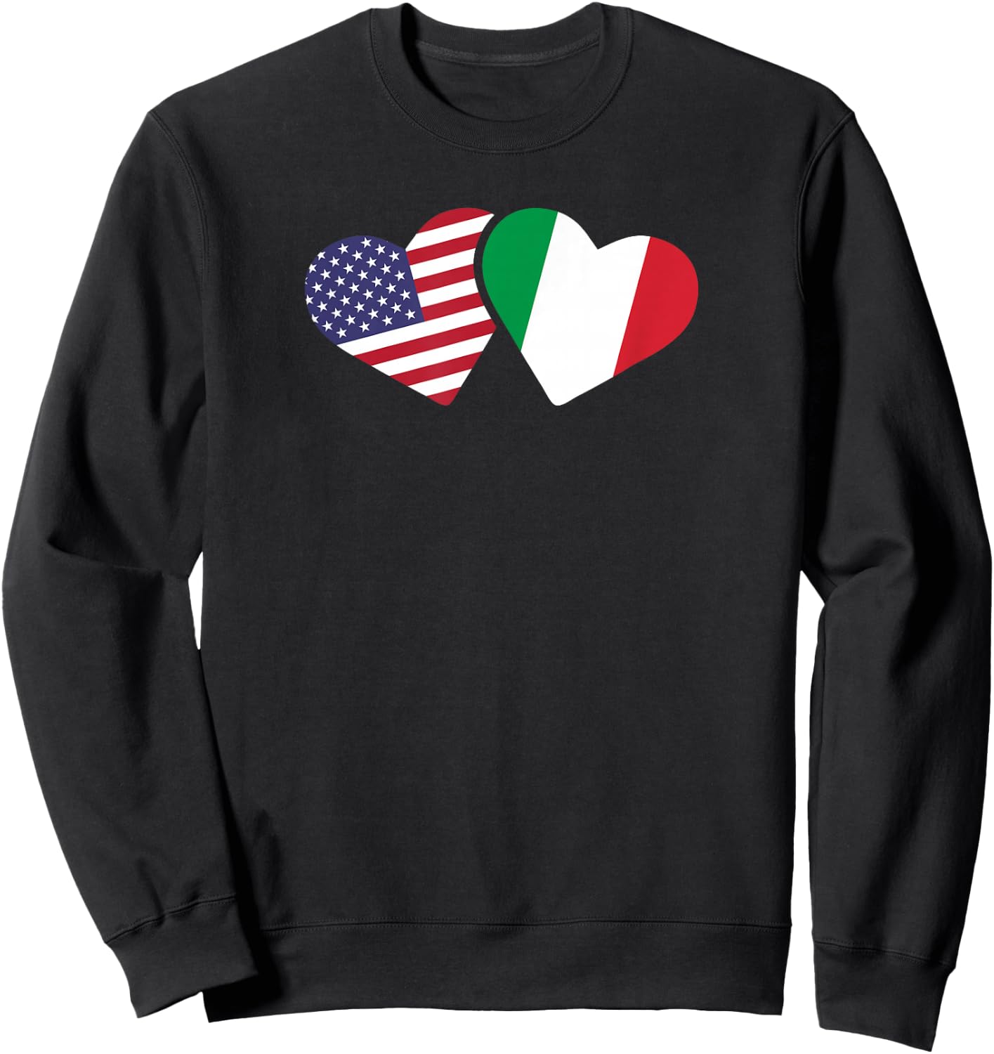 Italy USA Flag T Shirt Heart Italian American Love Sweatshirt - Sweatshirt | Black