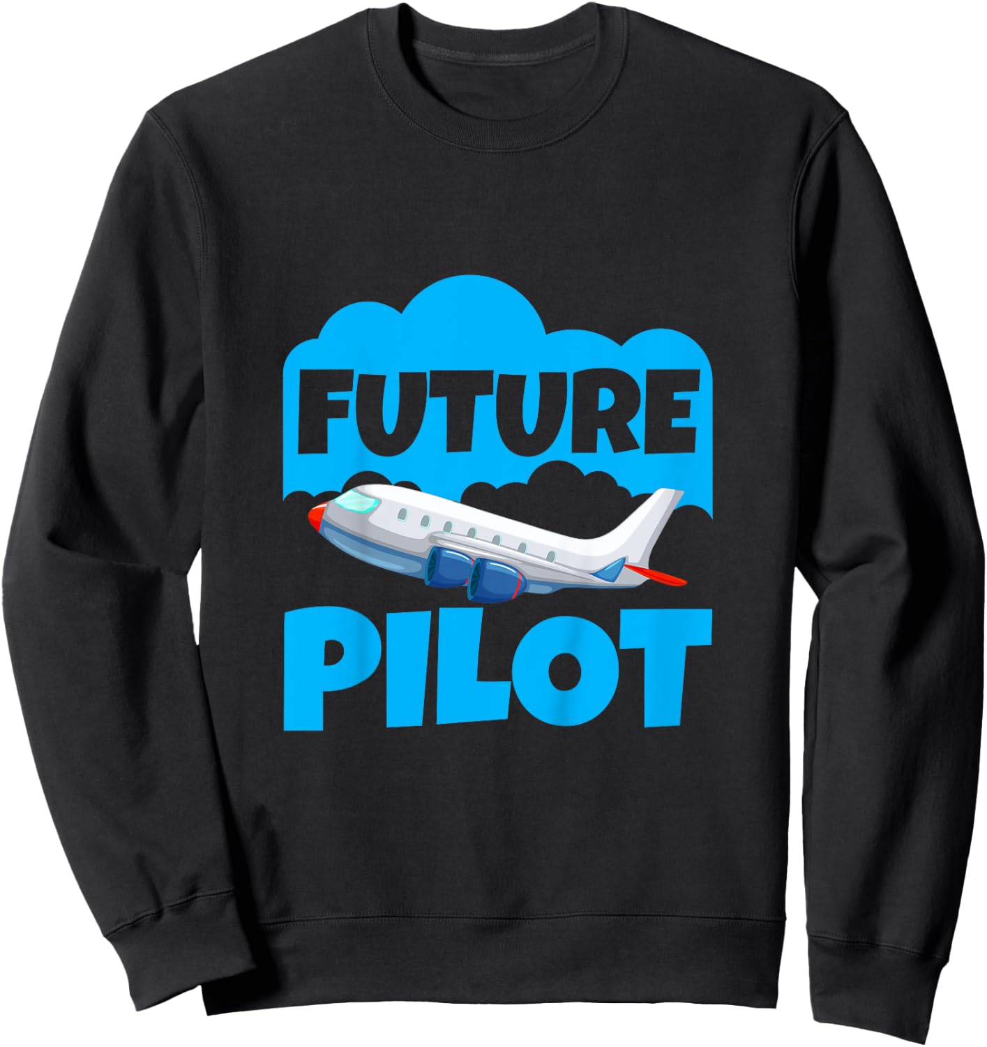 Kids Future Pilot of Airplanes, Toddler Boy Girl, Kid Pilot Sweatshirt - Sweatshirt | Black